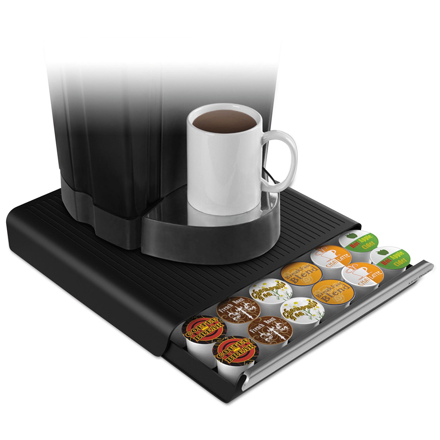 Coffee Pod Drawer, Fits 26 Pods, 14.75 x 13.25 x 2.75, Black -