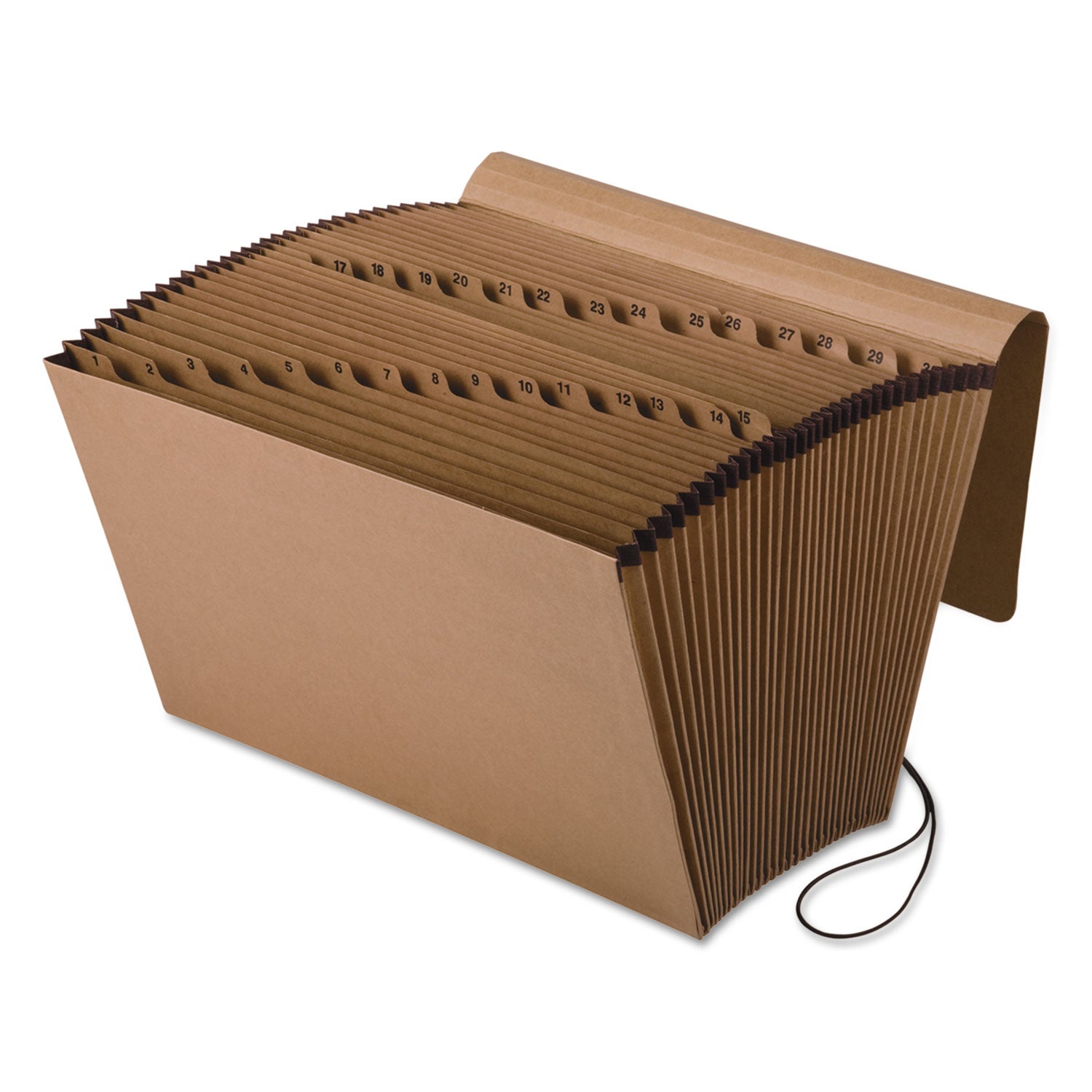 Kraft Indexed Expanding File, 31 Sections, Elastic Cord Closure, 1/15-Cut Tabs, Legal Size, Brown -