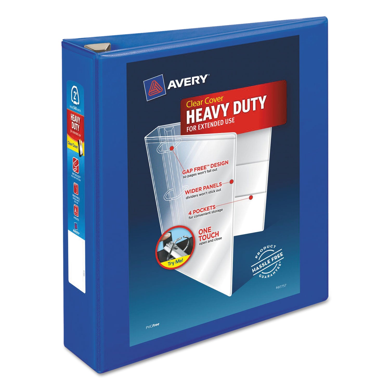 Heavy-Duty View Binder with DuraHinge and One Touch EZD Rings, 3 Rings, 2" Capacity, 11 x 8.5, Pacific Blue -
