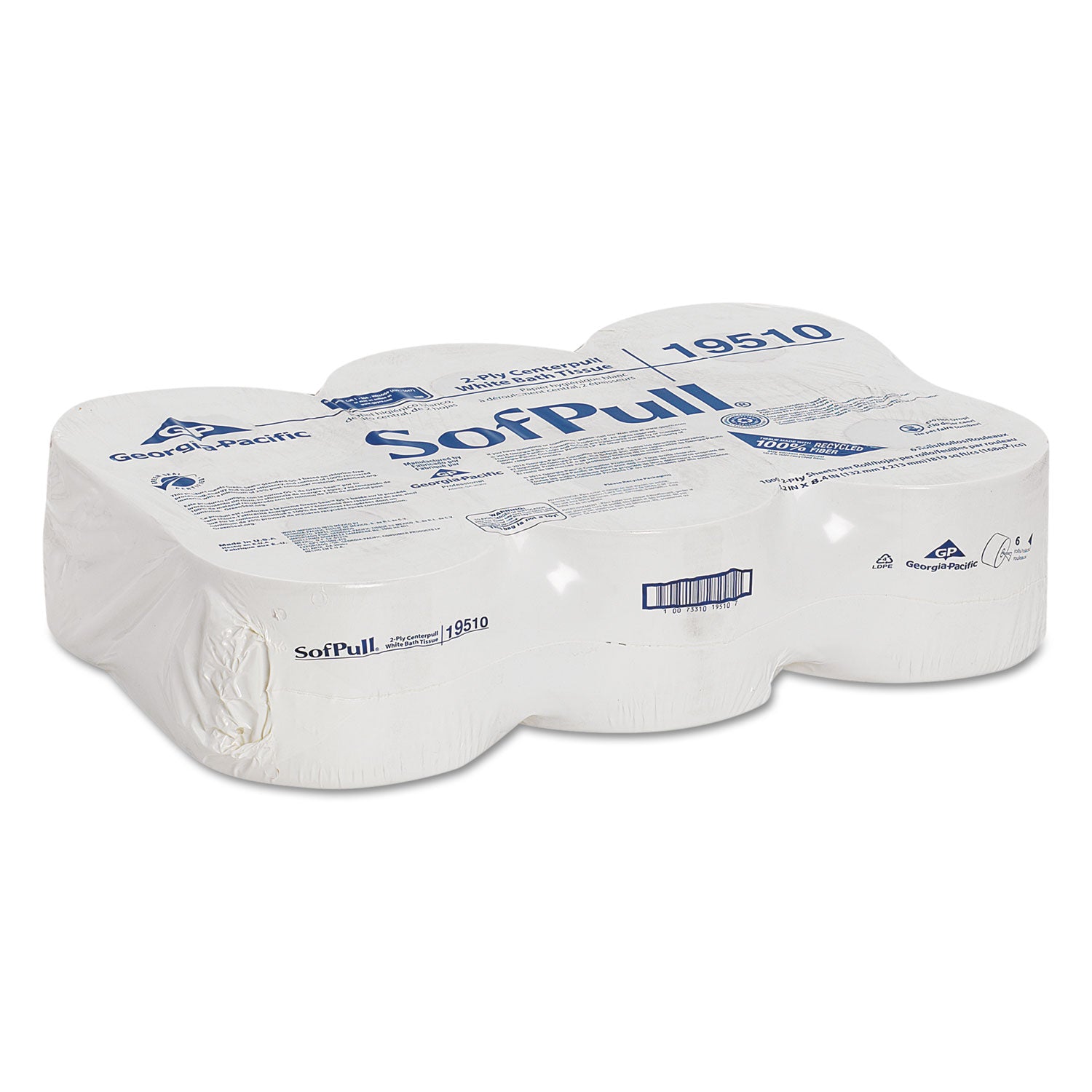 High Capacity Center Pull Tissue, Septic Safe, 2-Ply, White, 1,000/Roll, 6 Rolls/Carton -