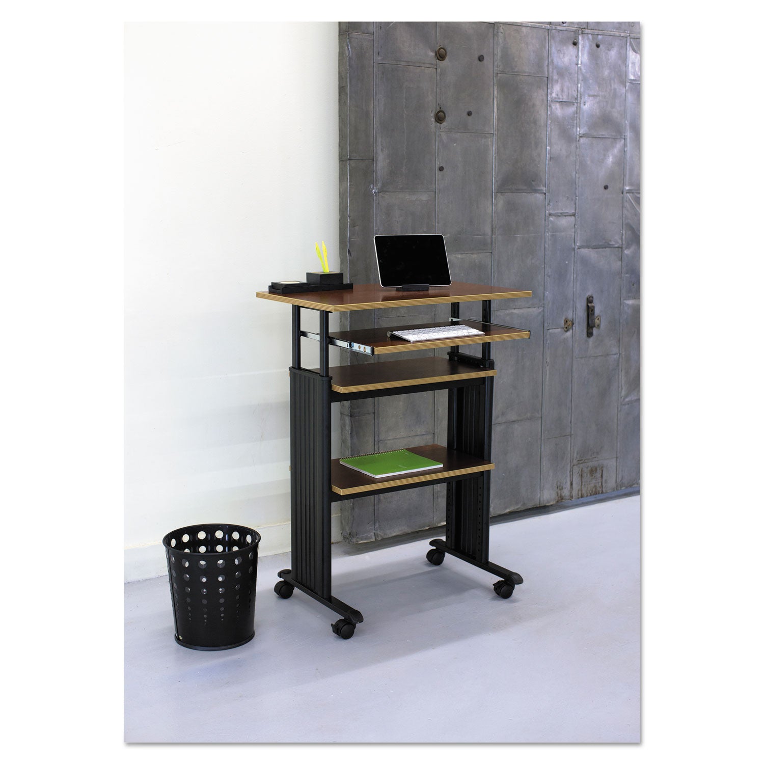 Bubble Wastebaskets, 6 gal, Steel, Black -