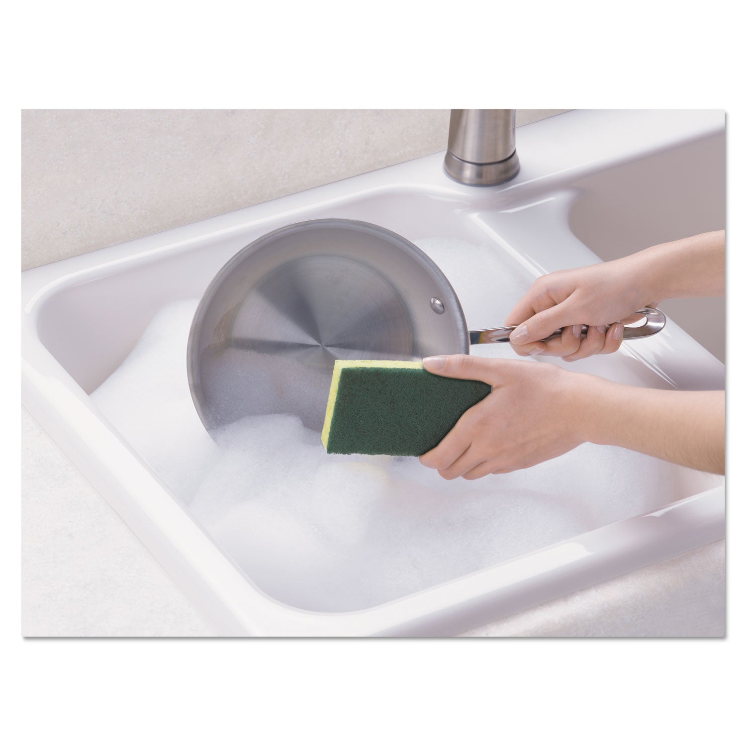 Heavy-Duty Scrub Sponge, 4.5 x 2.7, 0.6" Thick, Yellow/Green, 3/Pack -
