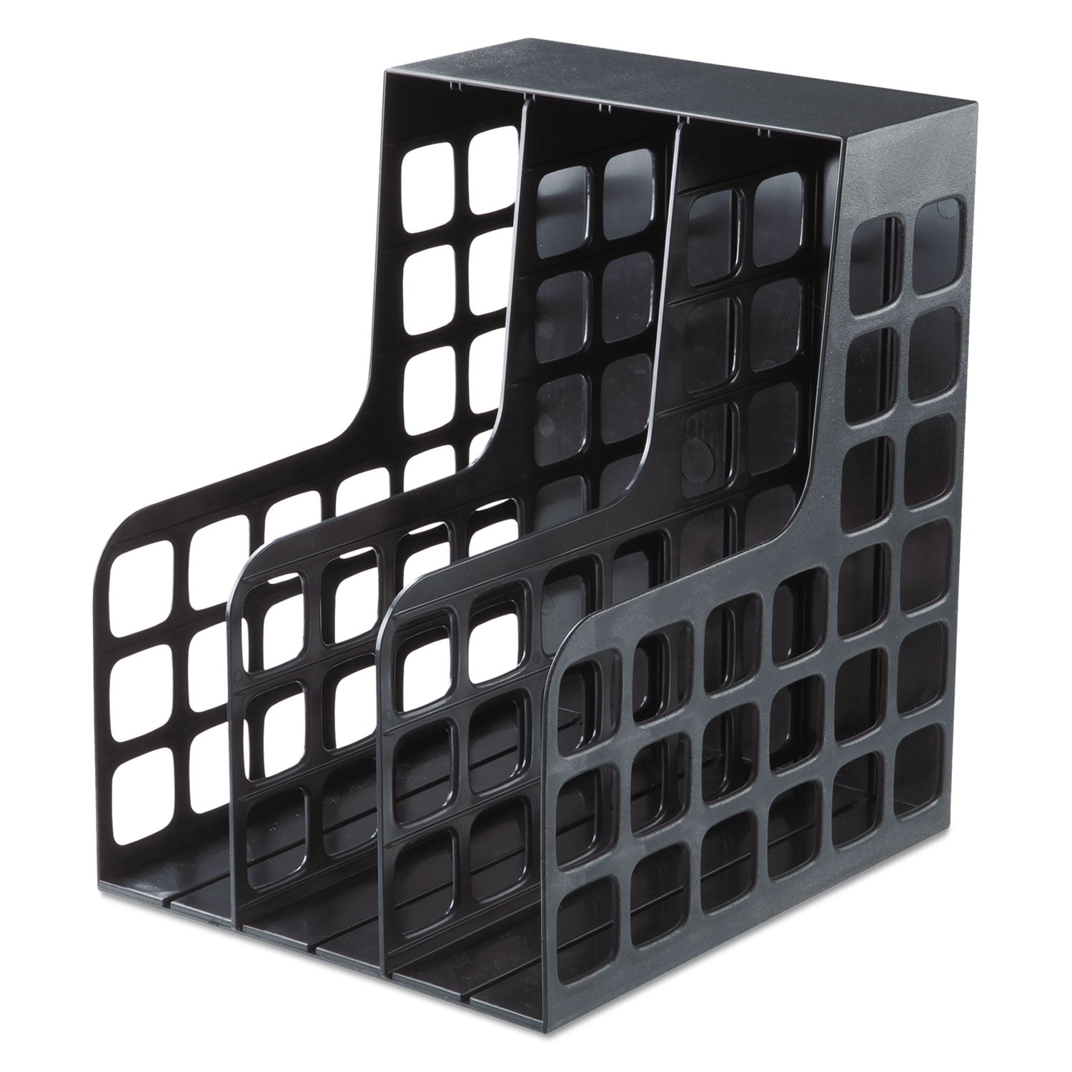 Plastic Magazine File, Two Snap-In Dividers, 9 x 10.63 x 12, Black -