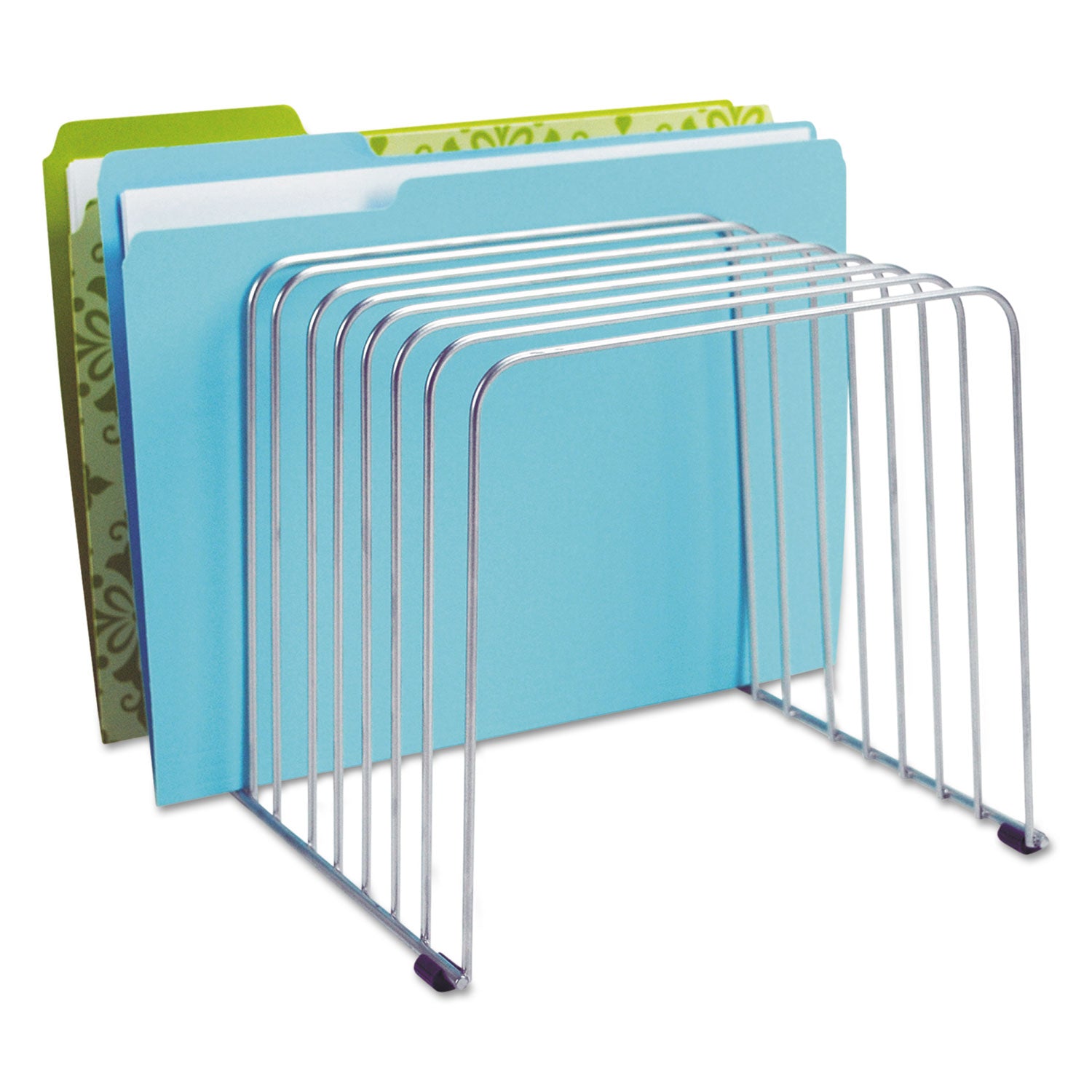 Wire Desktop Organizer, 11 Sections, Letter to Legal Size Files, 9" x 11.38" x 8", Silver -