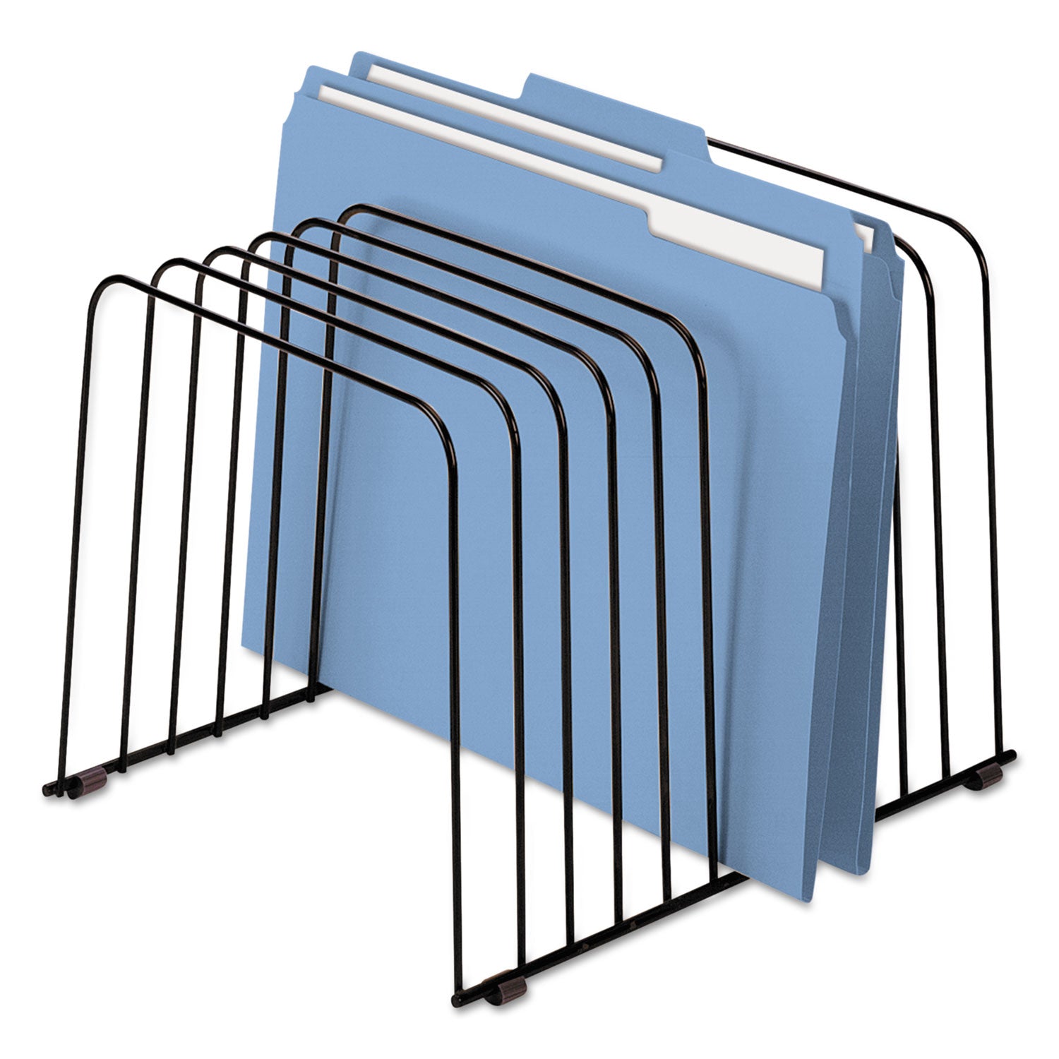Wire Desktop Organizer, 11 Sections, Letter to Legal Size Files, 9" x 11.38" x 8", Black -