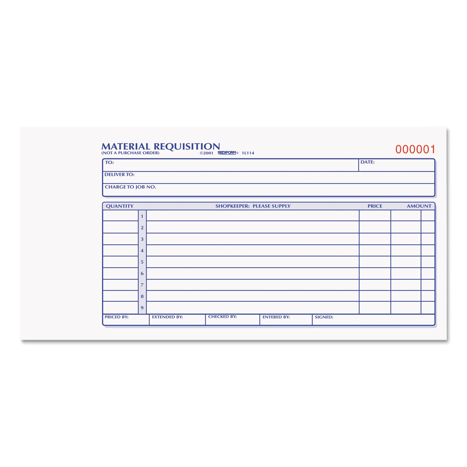 Material Requisition Book, Two-Part Carbonless, 7.88 x 4.25, 50 Forms Total -