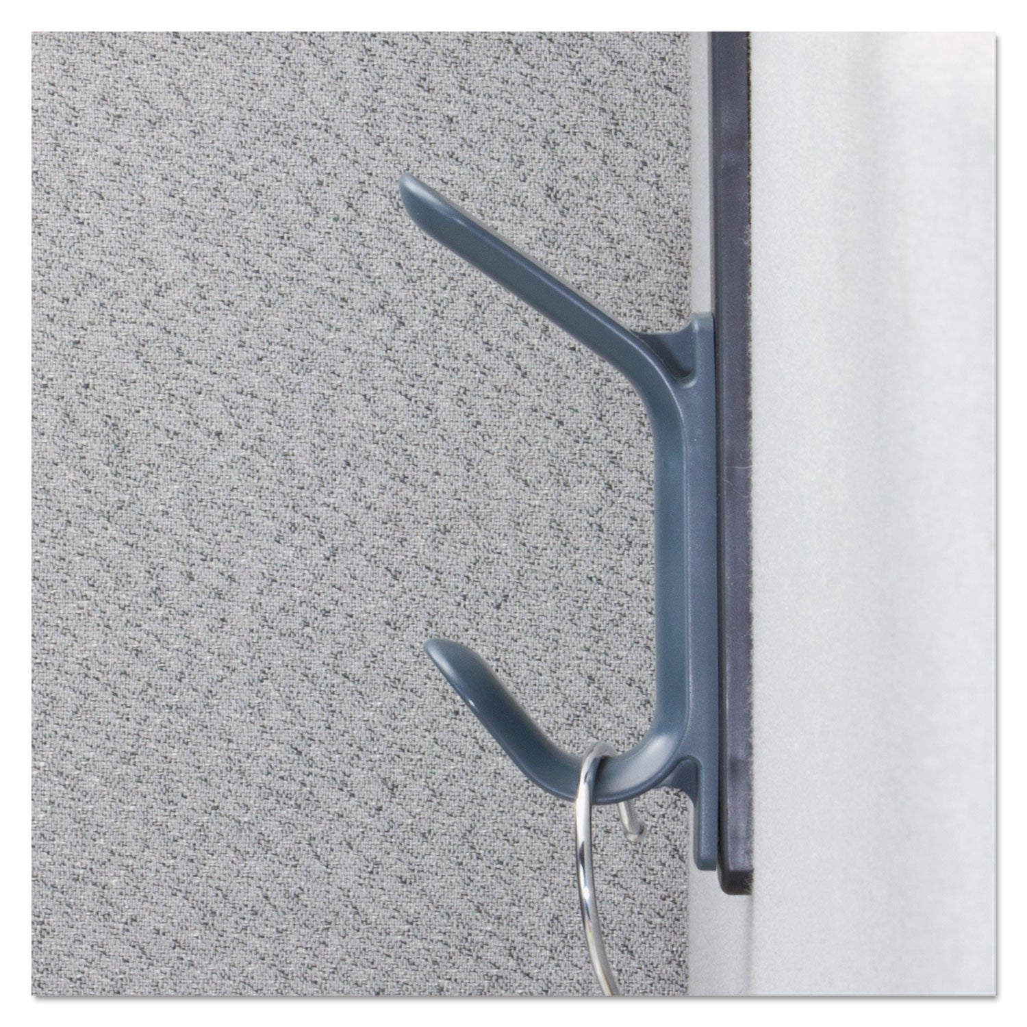 Recycled Cubicle Double Coat Hook, Plastic, Charcoal -