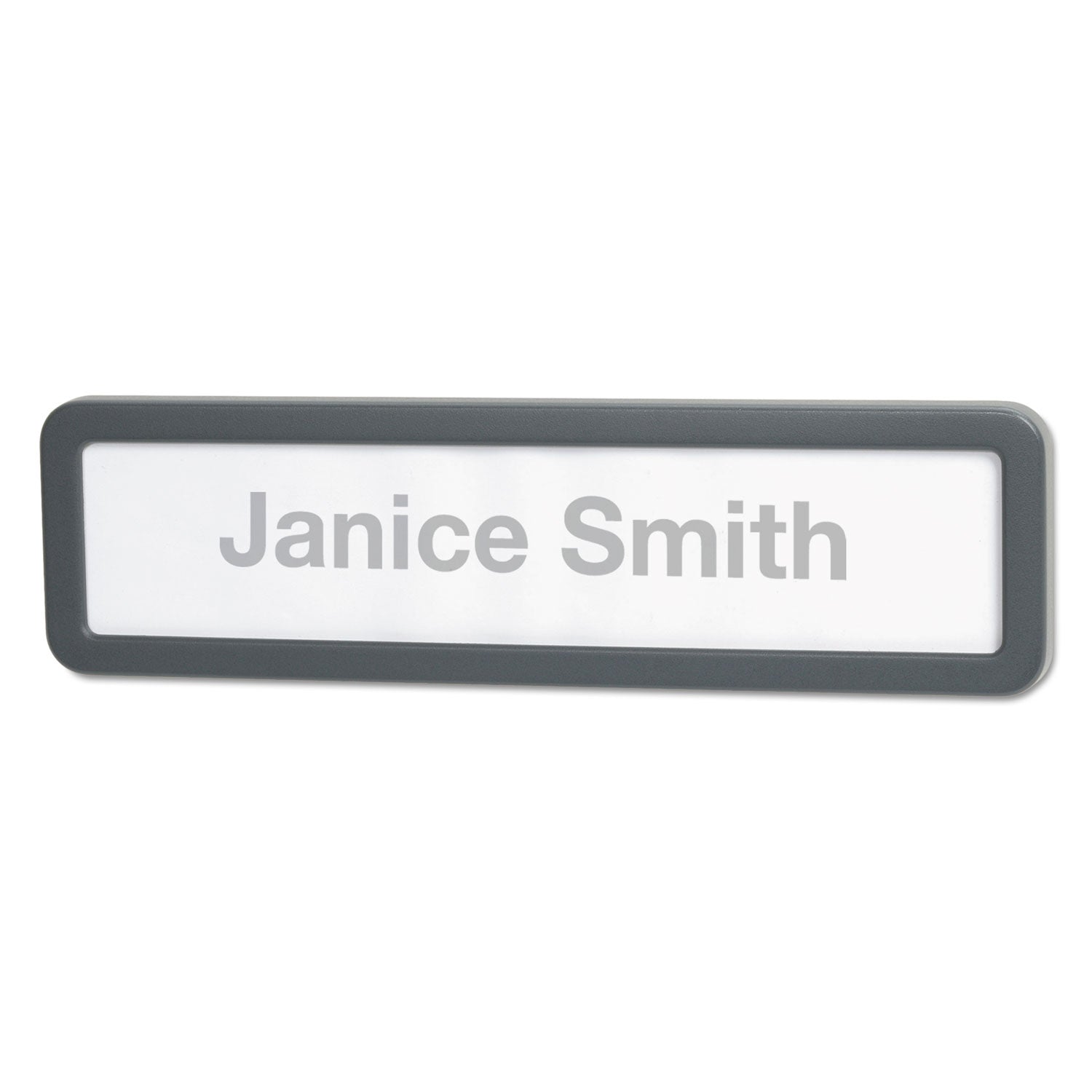 Recycled Cubicle Nameplate with Rounded Corners, 9 x 2.5, Charcoal -