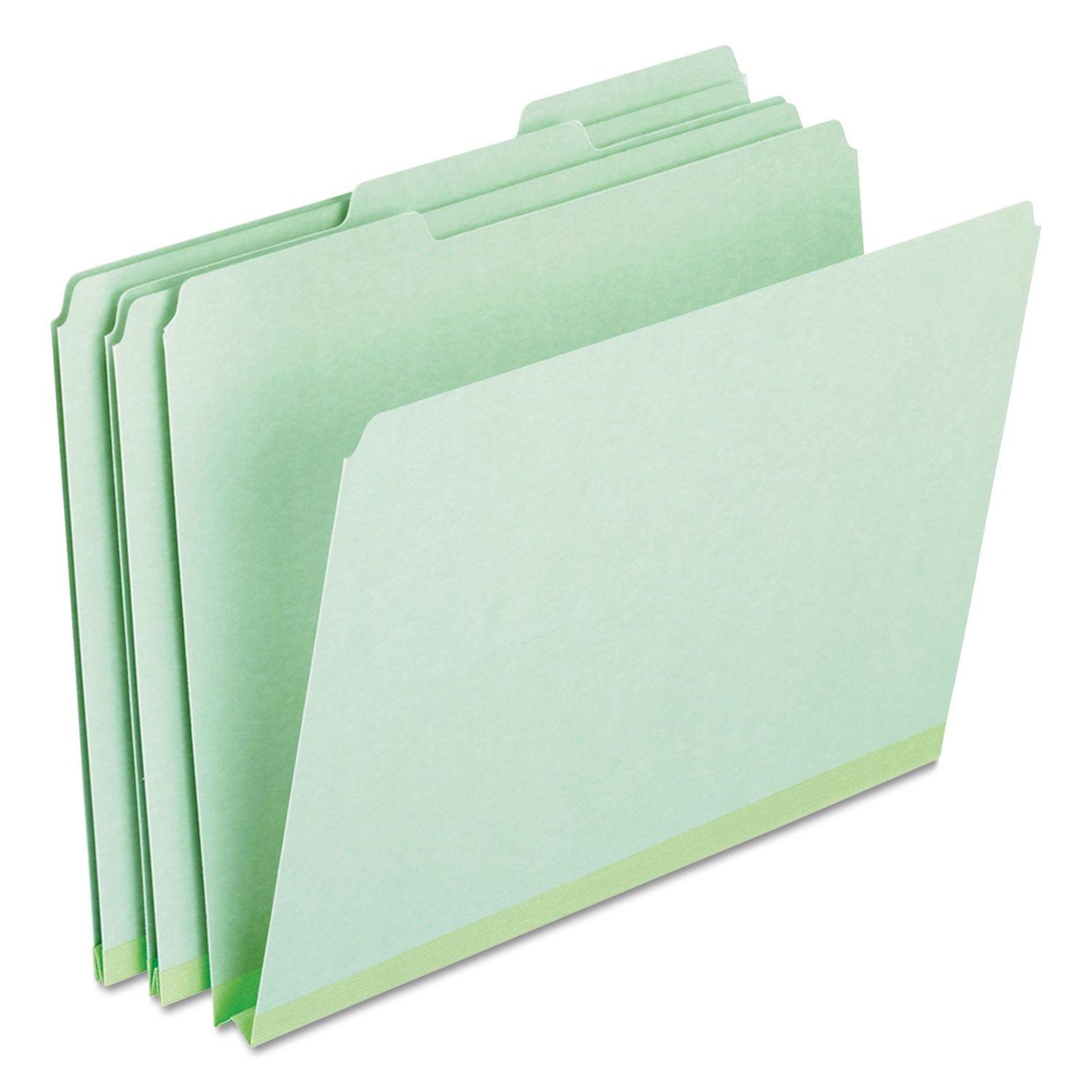 Pressboard Expanding File Folders, 1/3-Cut Tabs: Assorted, Letter Size, 1" Expansion, Green, 25/Box -
