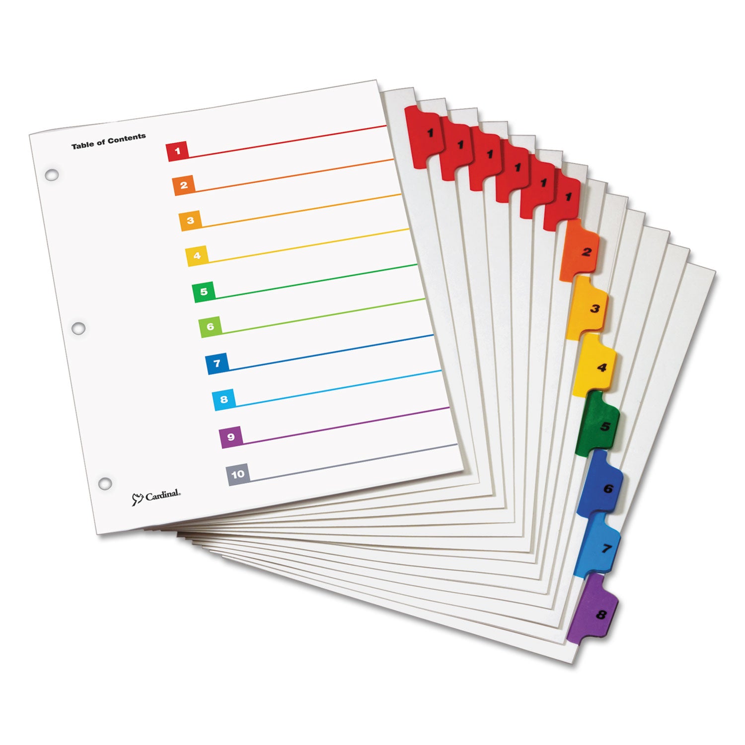OneStep Printable Table of Contents and Dividers, 8-Tab, 1 to 8, 11 x 8.5, White, 6 Sets -