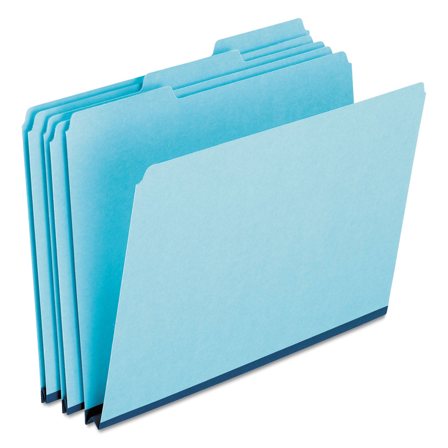 Pressboard Expanding File Folders, 1/3-Cut Tabs: Assorted, Legal Size, 1" Expansion, Blue, 25/Box -