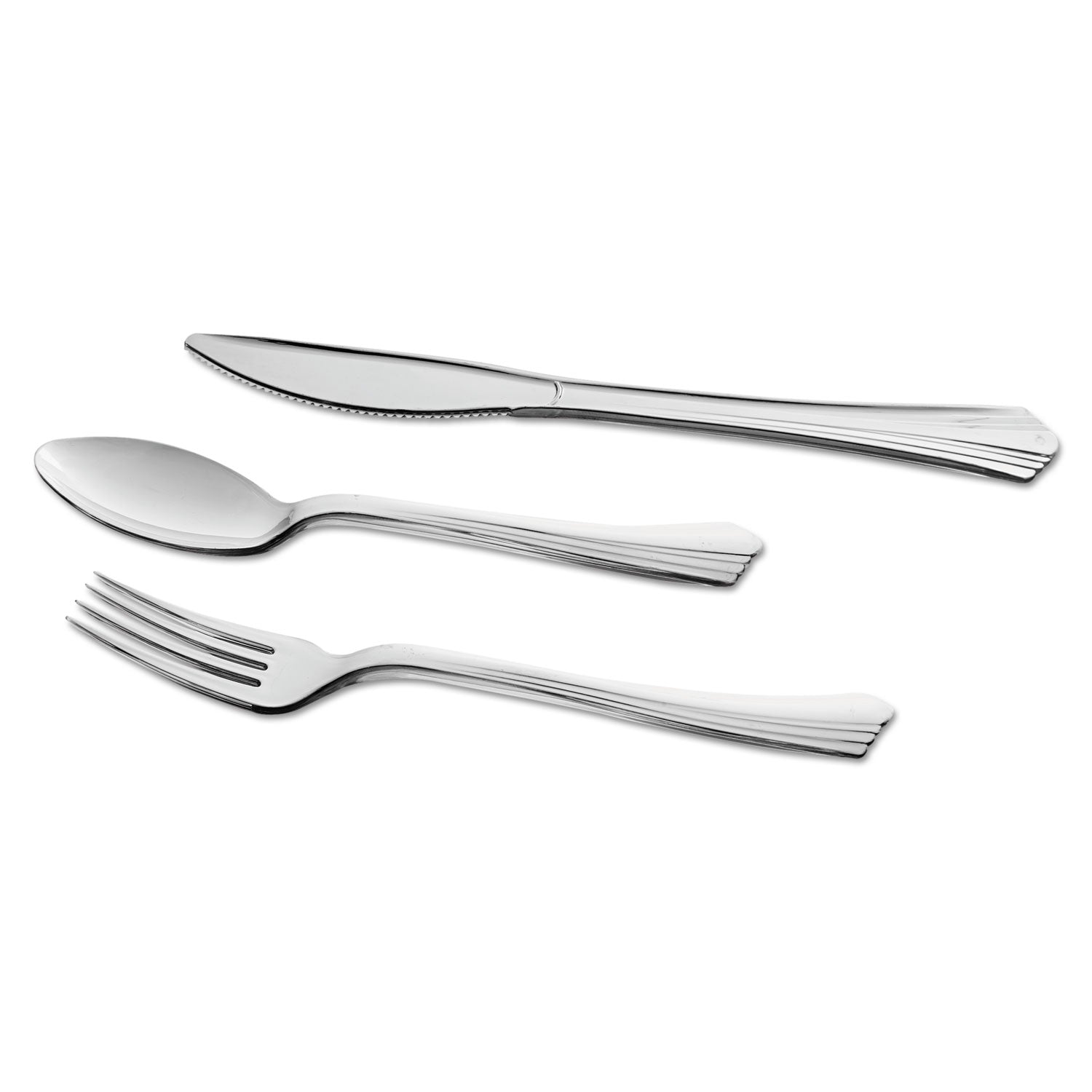 Reflections Heavyweight Plastic Utensils, Fork, Silver, 7", 40/pack -