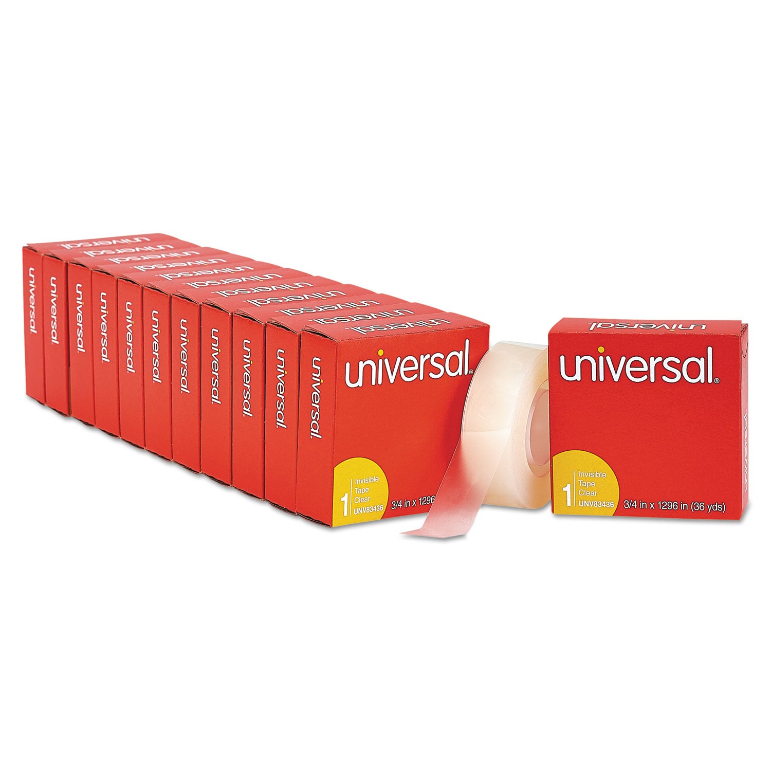 Invisible Tape, 1" Core, 0.75" x 36 yds, Clear, 12/Pack -