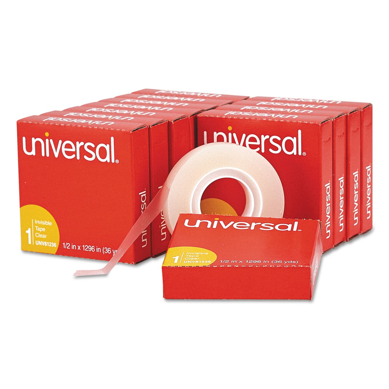 Invisible Tape, 1" Core, 0.5" x 36 yds, Clear, 12/Pack -