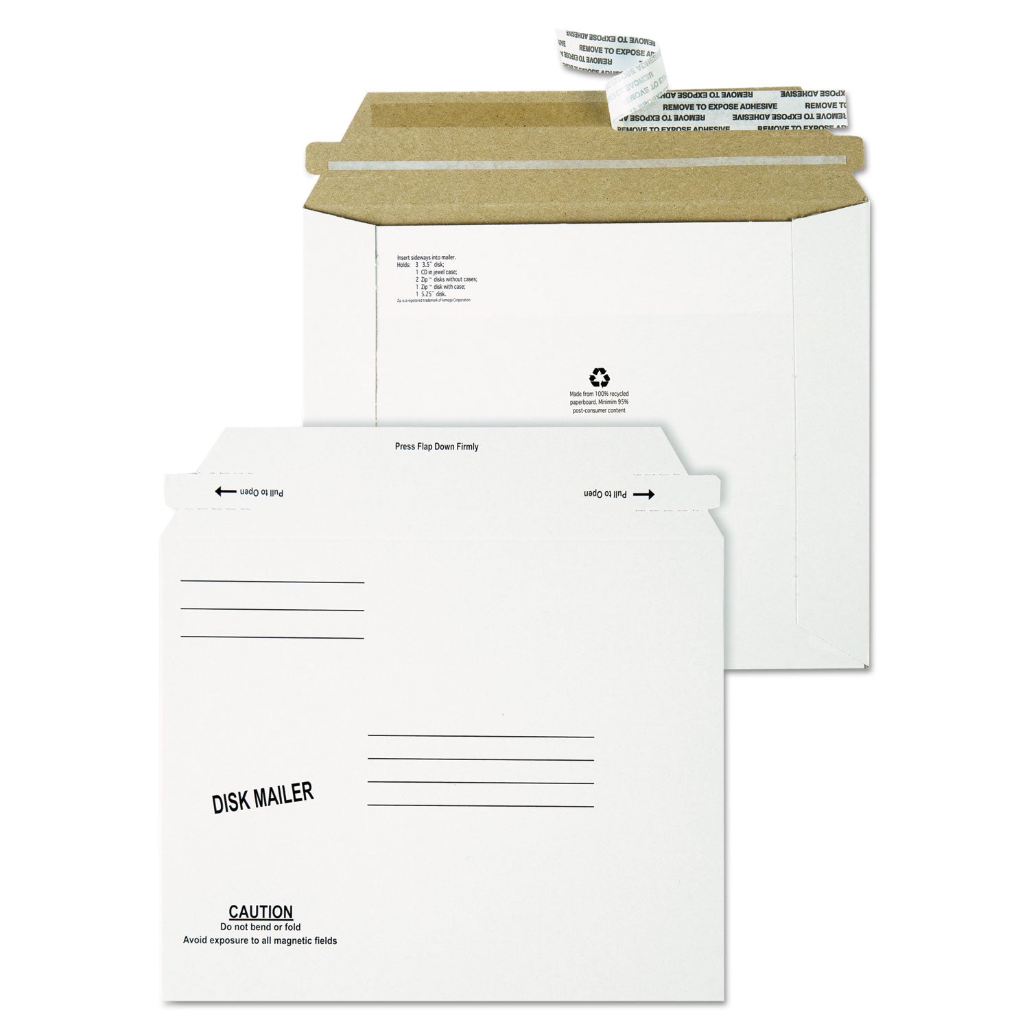 Economy Disk/CD Mailer for CDs/DVDs, Square Flap, Redi-Strip Adhesive Closure, 7.5 x 6.06, White, 100/Carton -