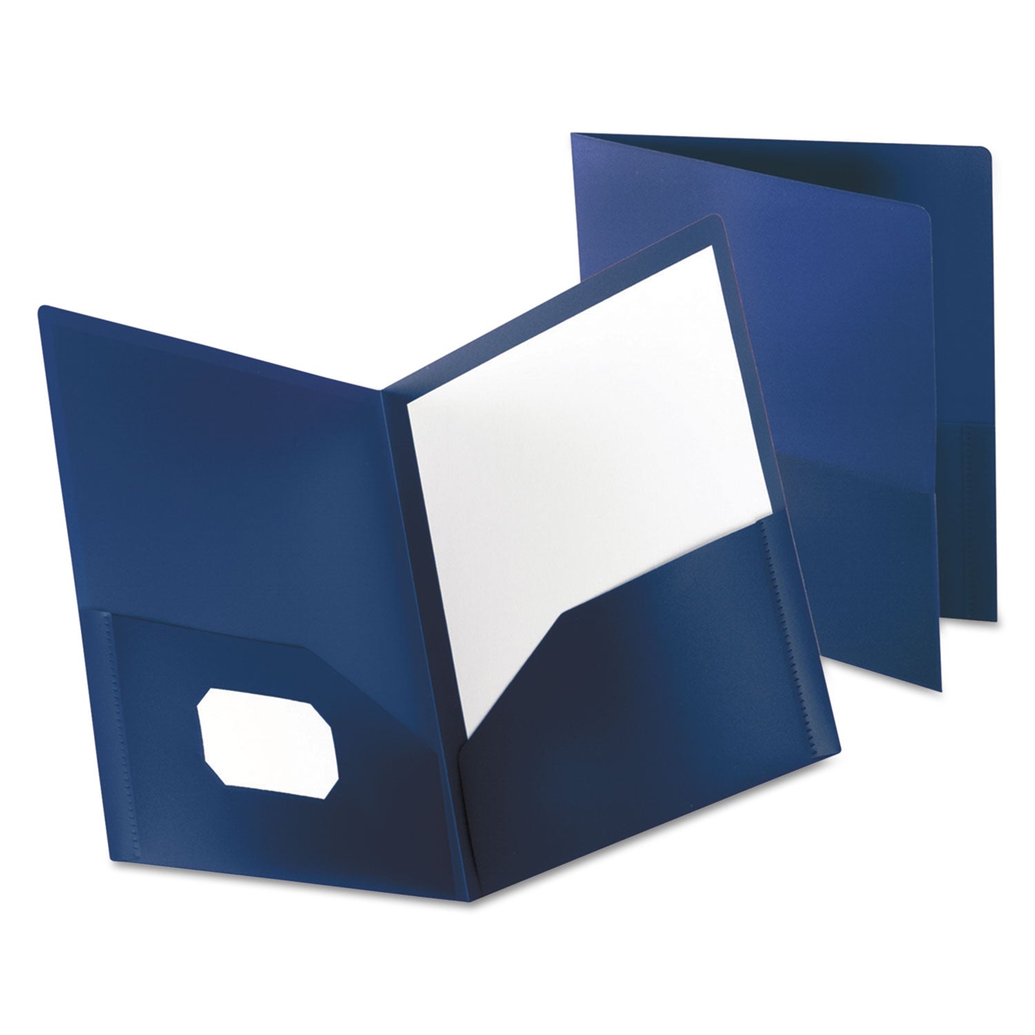 Poly Twin-Pocket Folder, 100-Sheet Capacity, 11 x 8.5, Opaque Dark Blue -