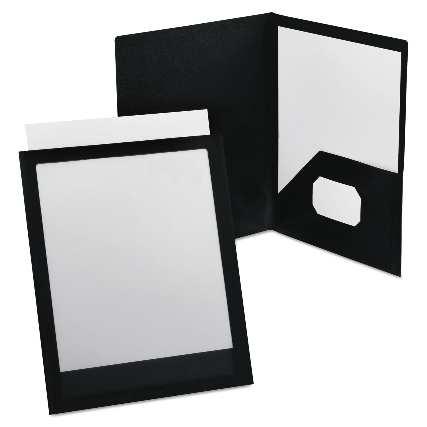 ViewFolio Polypropylene Portfolio, 100-Sheet Capacity, 11 x 8.5, Clear/Black -