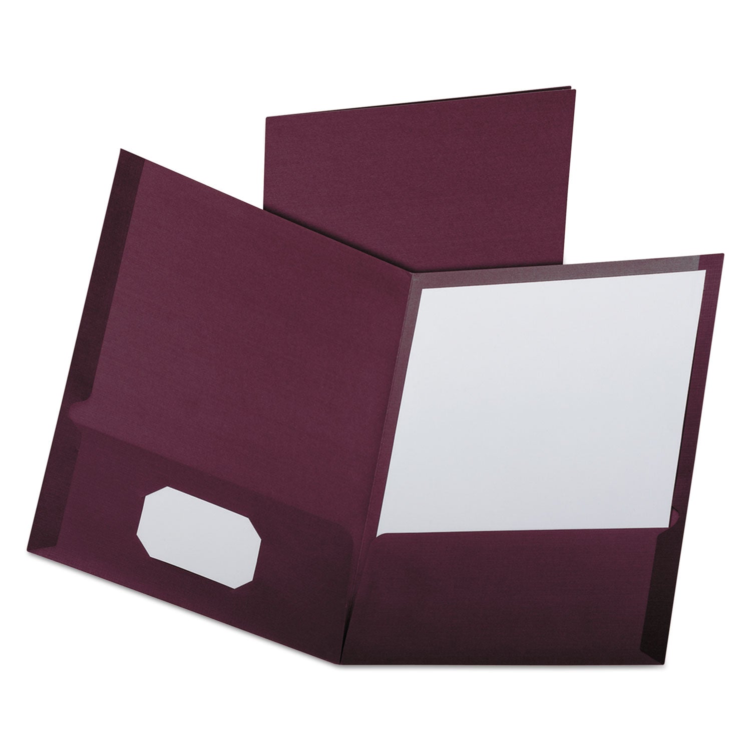 Linen Finish Twin Pocket Folders, 100-Sheet Capacity, 11 x 8.5, Burgundy, 25/Box -