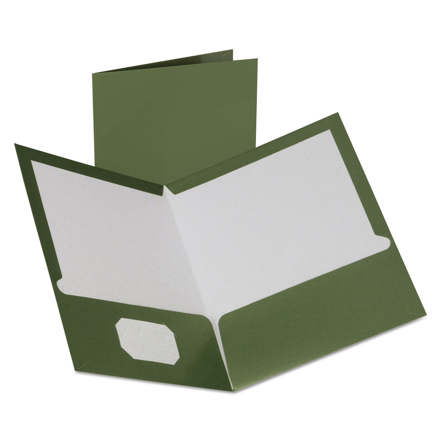 Two-Pocket Laminated Folder, 100-Sheet Capacity, 11 x 8.5, Metallic Green, 25/Box -