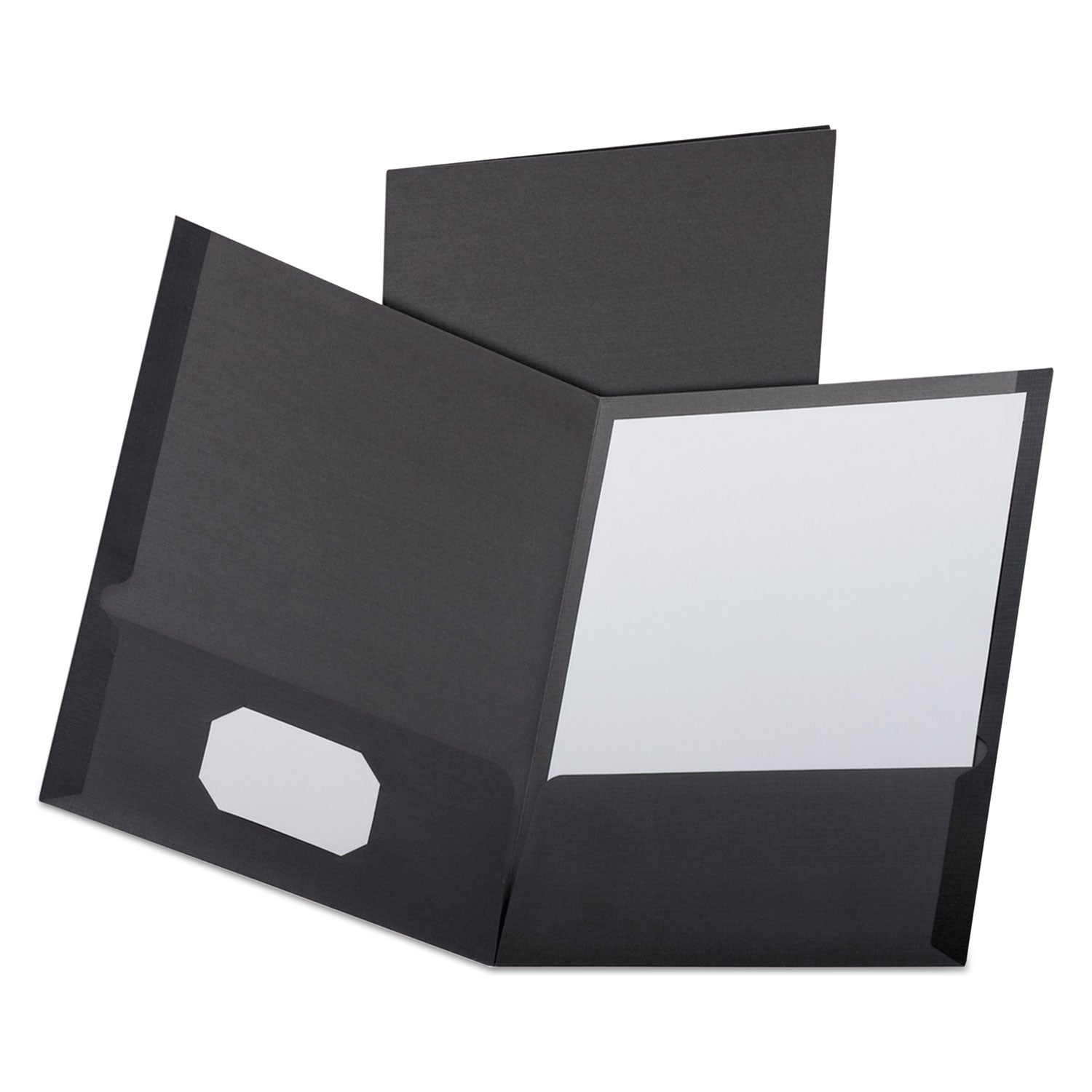 Linen Finish Twin Pocket Folders, 100-Sheet Capacity, 11 x 8.5, Black, 25/Box -