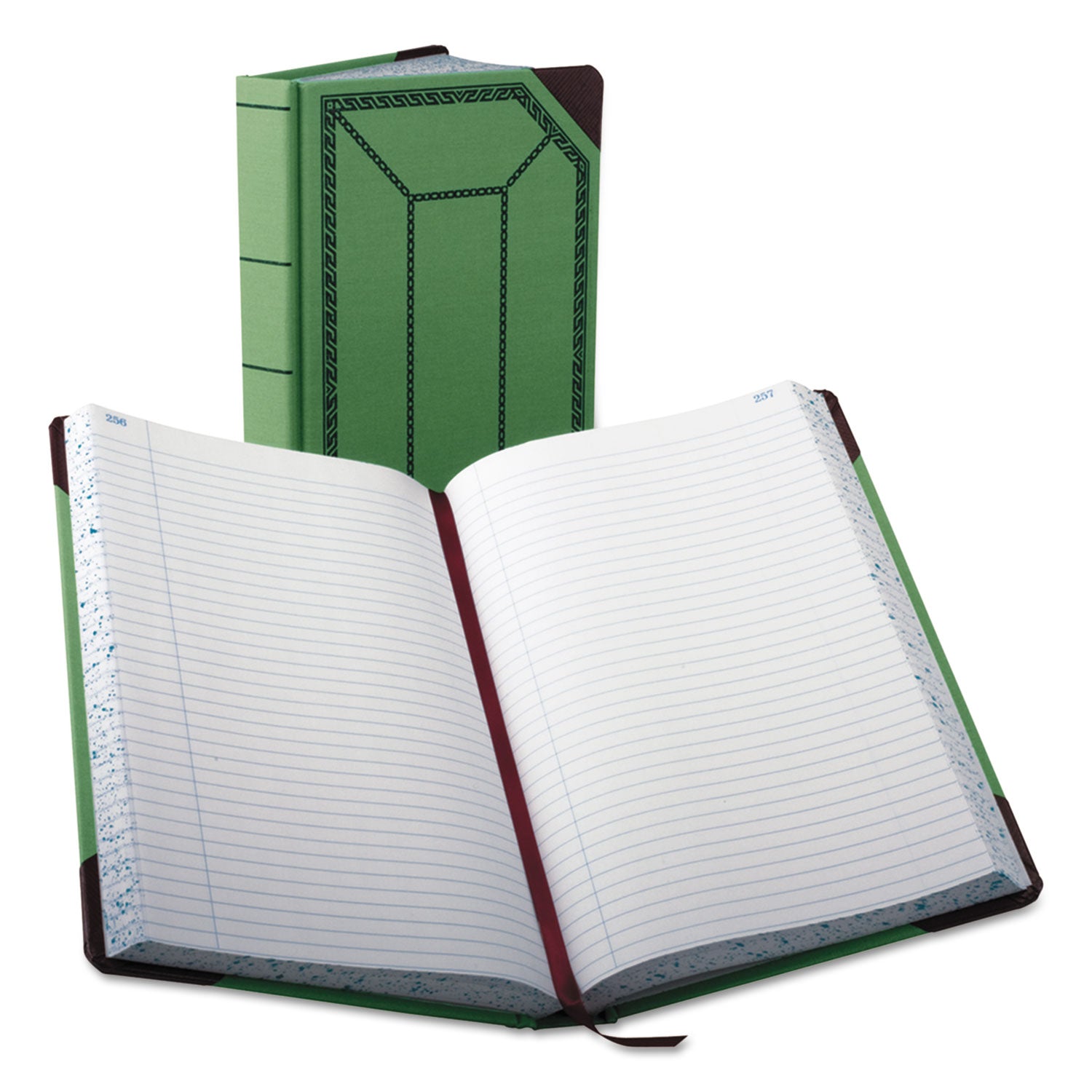 Account Record Book, Record-Style Rule, Green/Black/Red Cover, 12.13 x 7.44 Sheets, 500 Sheets/Book -