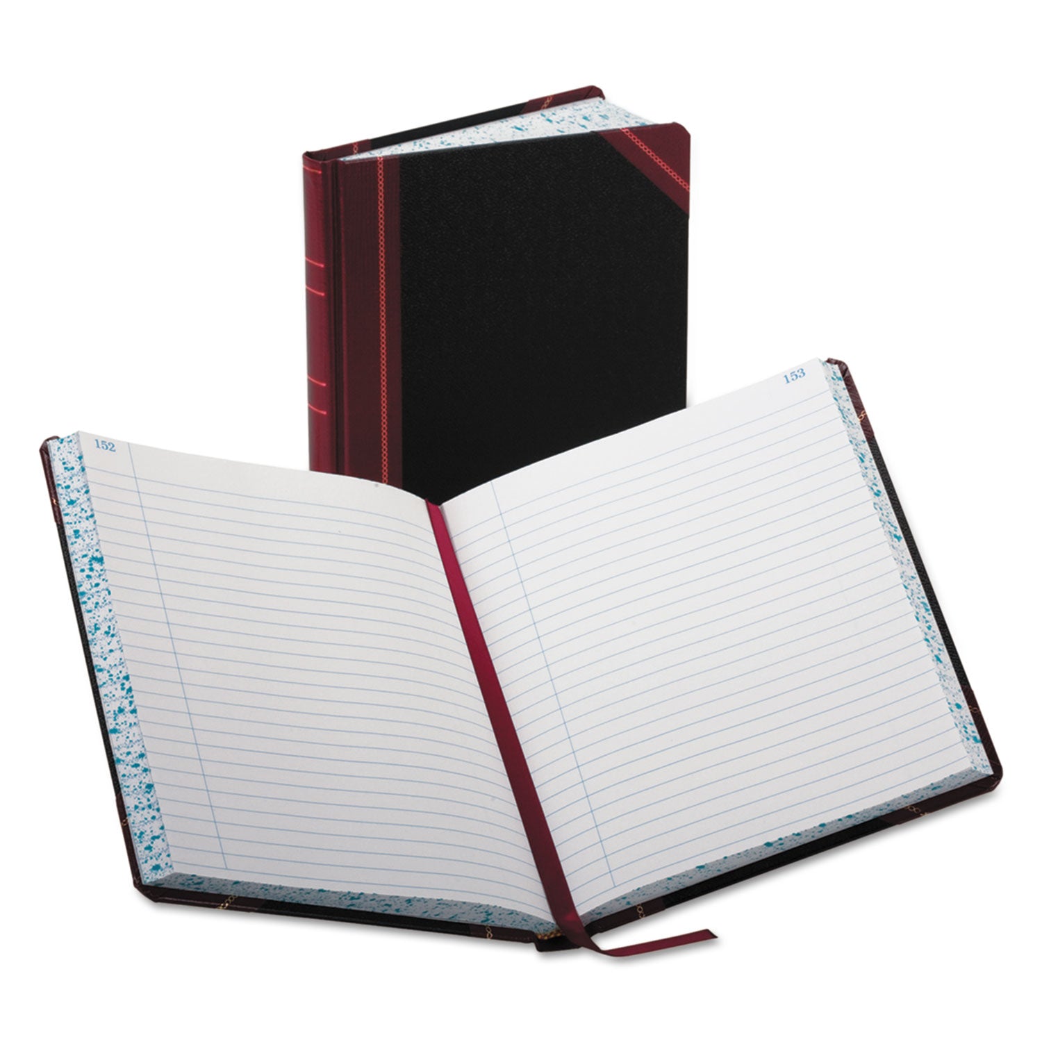Account Record Book, Record-Style Rule, Black/Red/Gold Cover, 9.25 x 7.31 Sheets, 300 Sheets/Book -