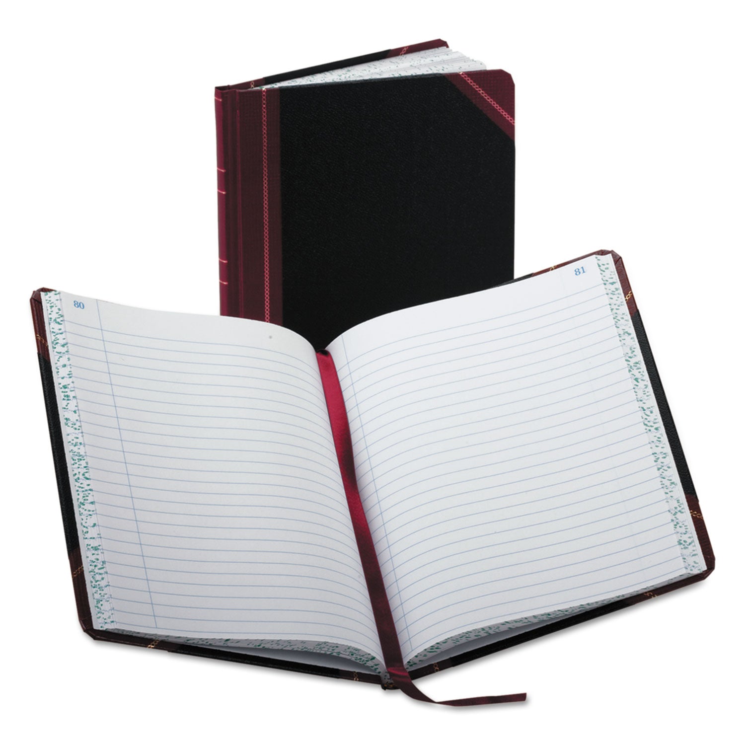 Account Record Book, Record-Style Rule, Black/Maroon/Gold Cover, 9.25 x 7.31 Sheets, 150 Sheets/Book -