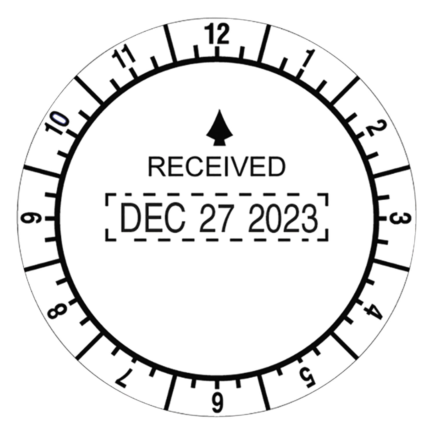 Time and Date Received Round Stamp, Conventional, 2" Diameter -