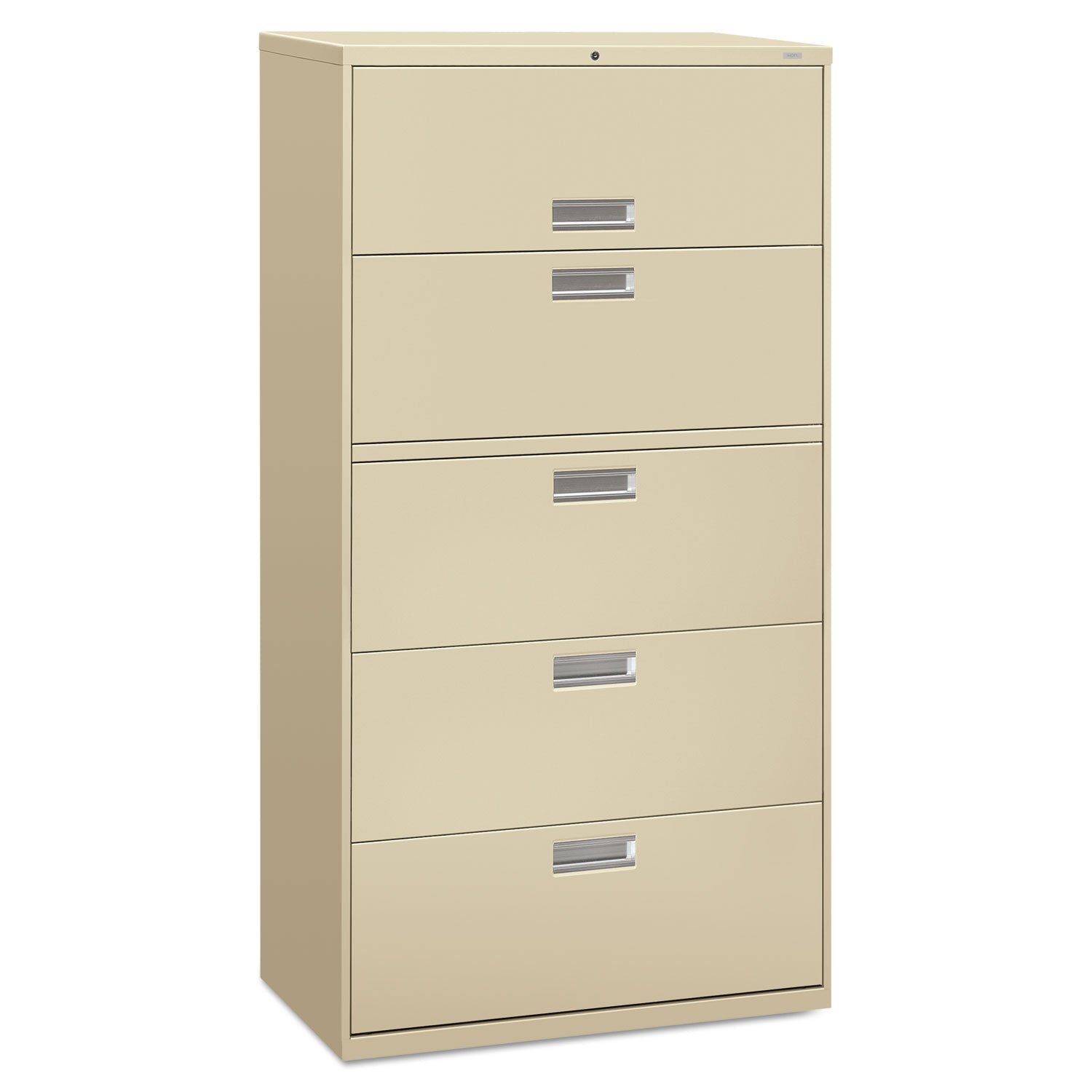 Brigade 600 Series Lateral File, 4 Legal/Letter-Size File Drawers, 1 Roll-Out File Shelf, Putty, 36" x 18" x 64.25 -