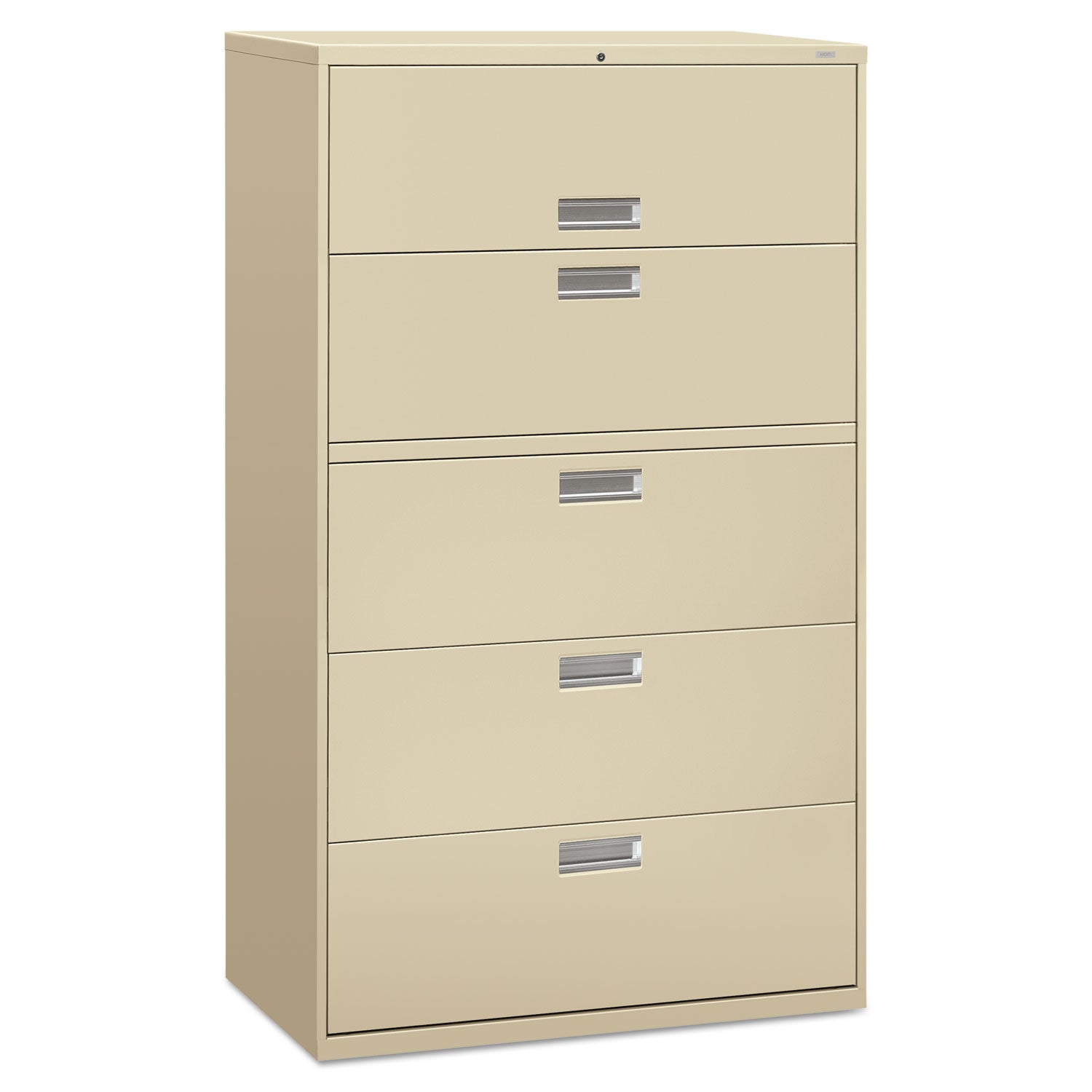 Brigade 600 Series Lateral File, 4 Legal/Letter-Size File Drawers, 1 Roll-Out File Shelf, Putty, 42" x 18" x 64.25 -