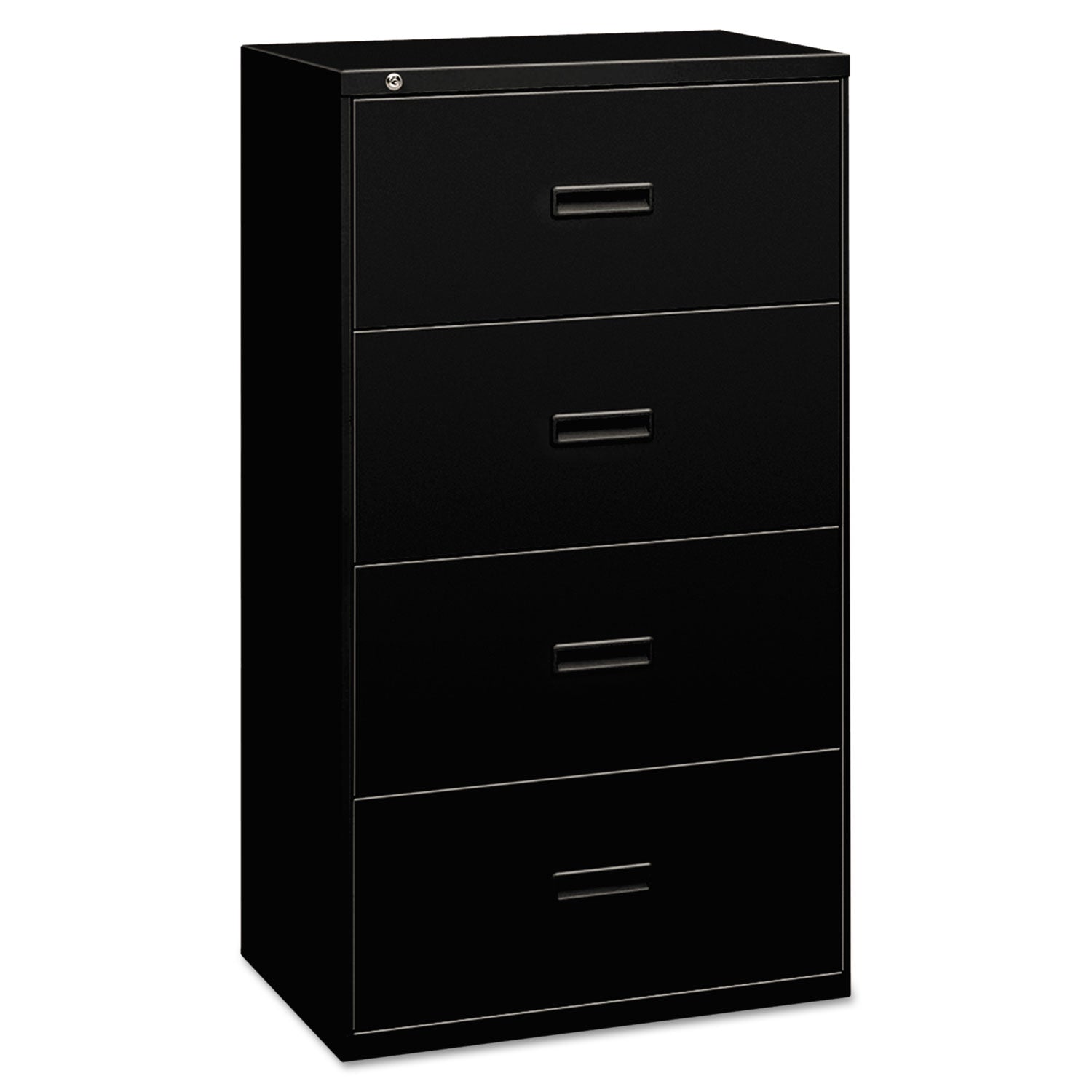 400 Series Lateral File, 4 Legal/Letter-Size File Drawers, Black, 30" x 18" x 52.5 -