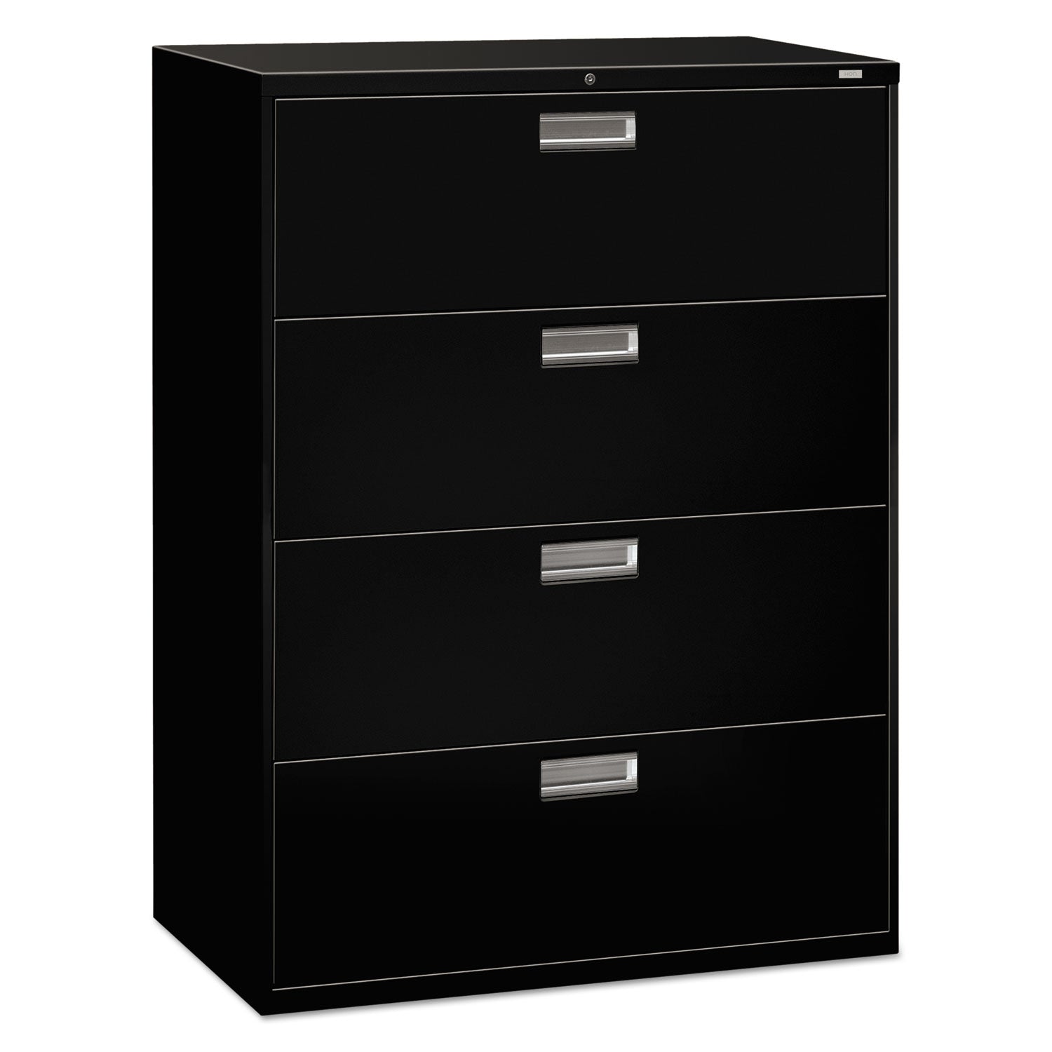 Brigade 600 Series Lateral File, 4 Legal/Letter-Size File Drawers, Black, 42" x 18" x 52.5 -