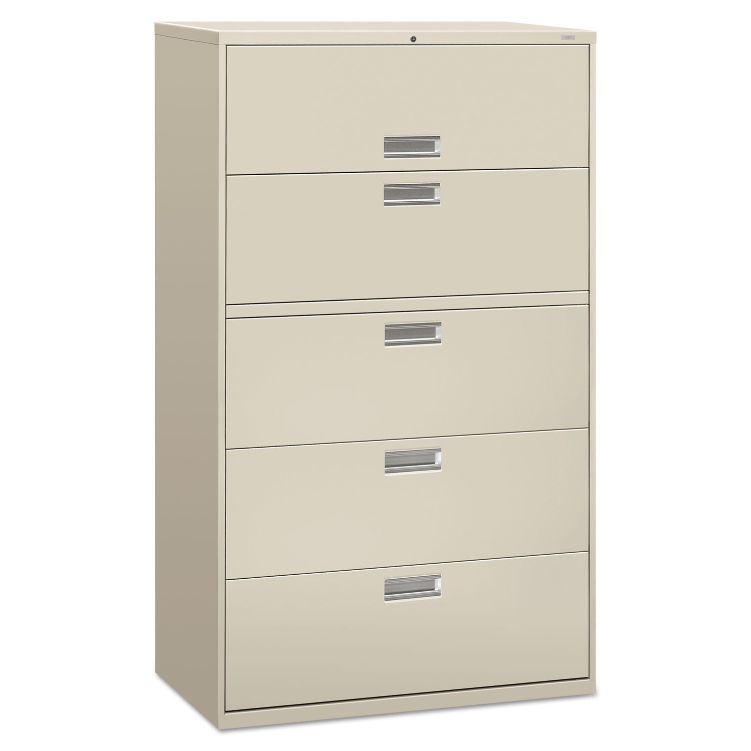 Brigade 600 Series Lateral File, 4 Legal/Letter-Size File Drawers, 1 Roll-Out File Shelf, Light Gray, 42" x 18" x 64.25 -