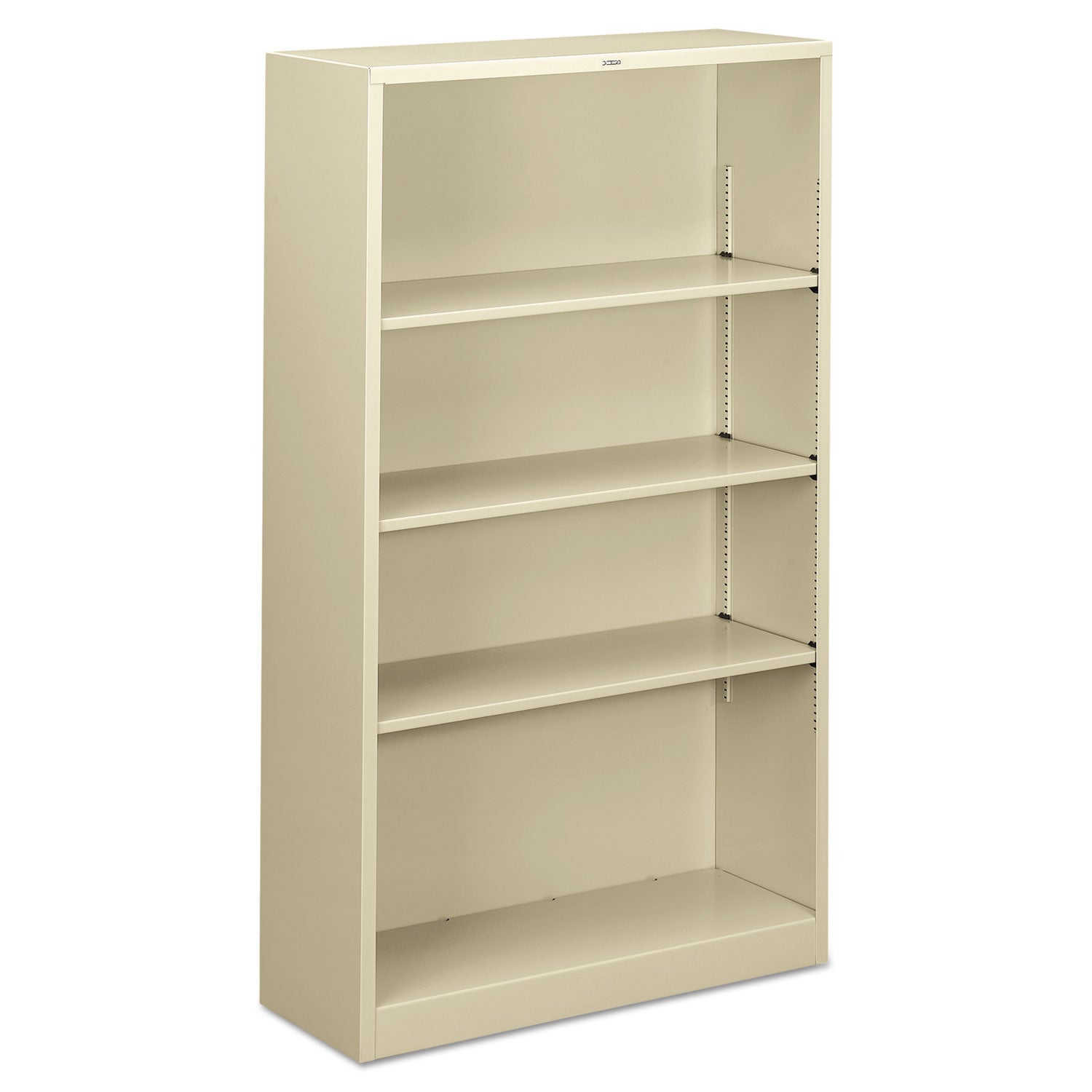 Metal Bookcase, Four-Shelf, 34.5w x 12.63d x 59h, Putty -