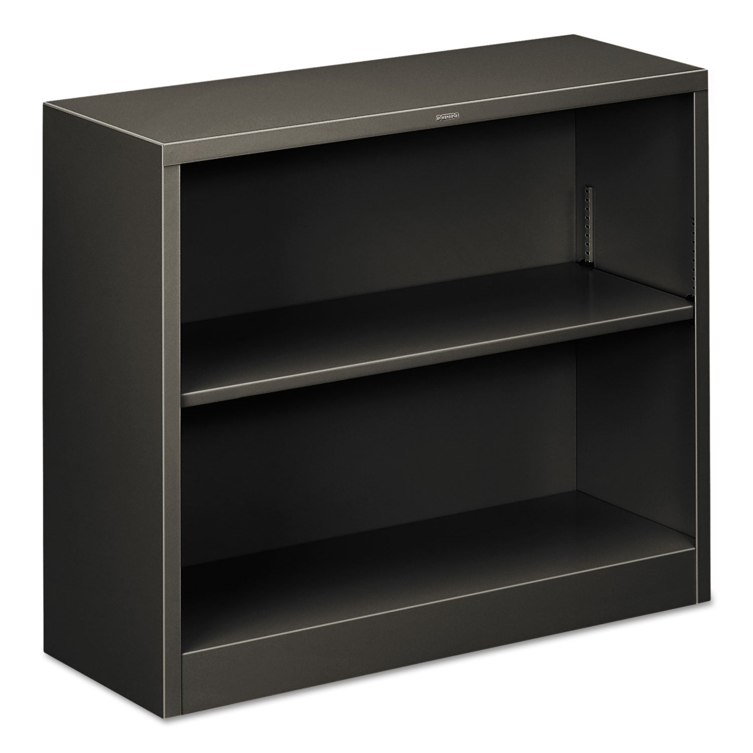 Metal Bookcase, Two-Shelf, 34.5w x 12.63d x 29h, Charcoal -