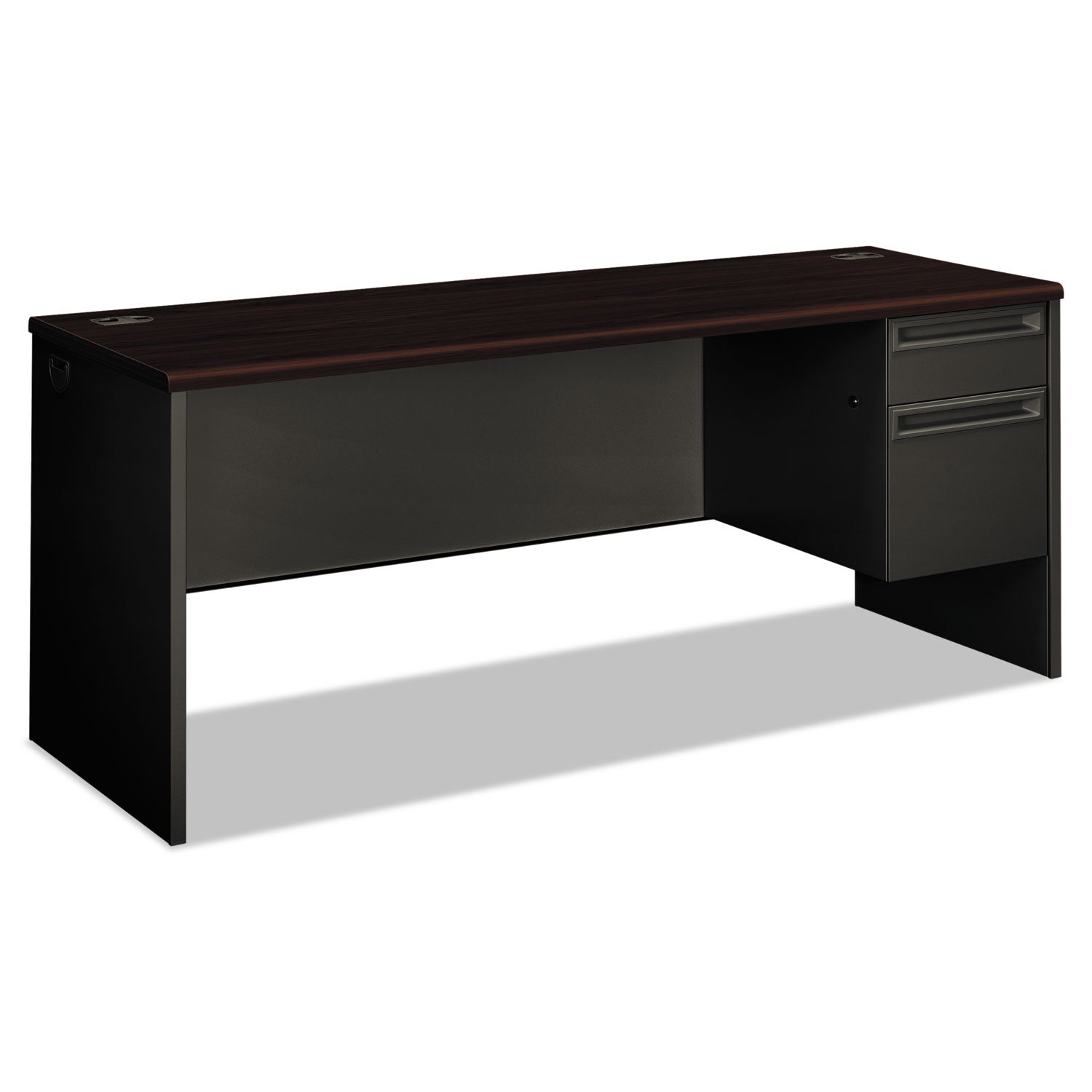 38000 Series Right Pedestal Credenza, 72w x 24d x 29.5h, Mahogany/Charcoal -