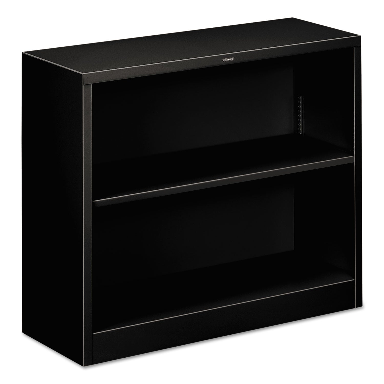 Metal Bookcase, Two-Shelf, 34.5w x 12.63d x 29h, Black -