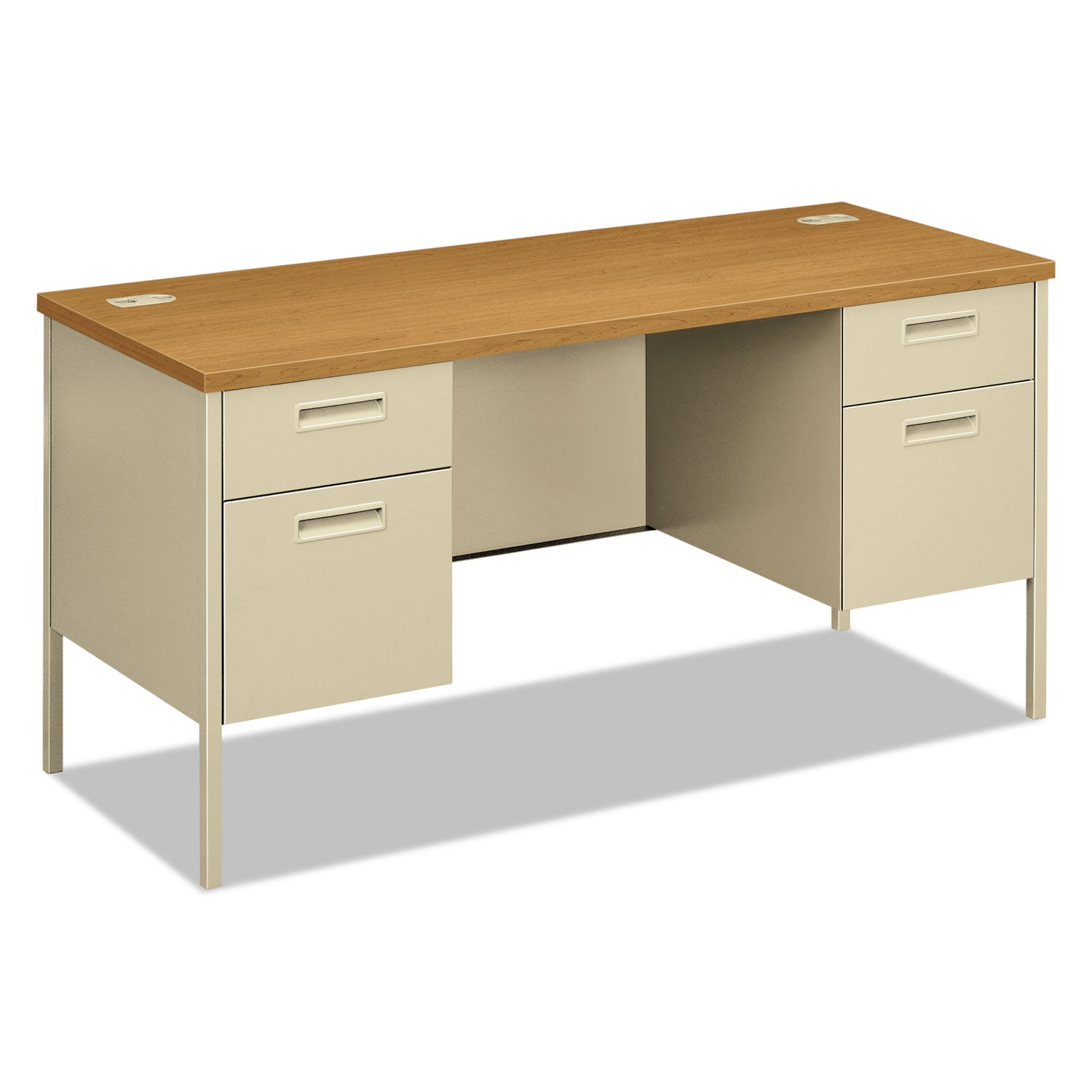Metro Series Kneespace Credenza, 60w x 24d x 29.5h, Harvest/Putty -