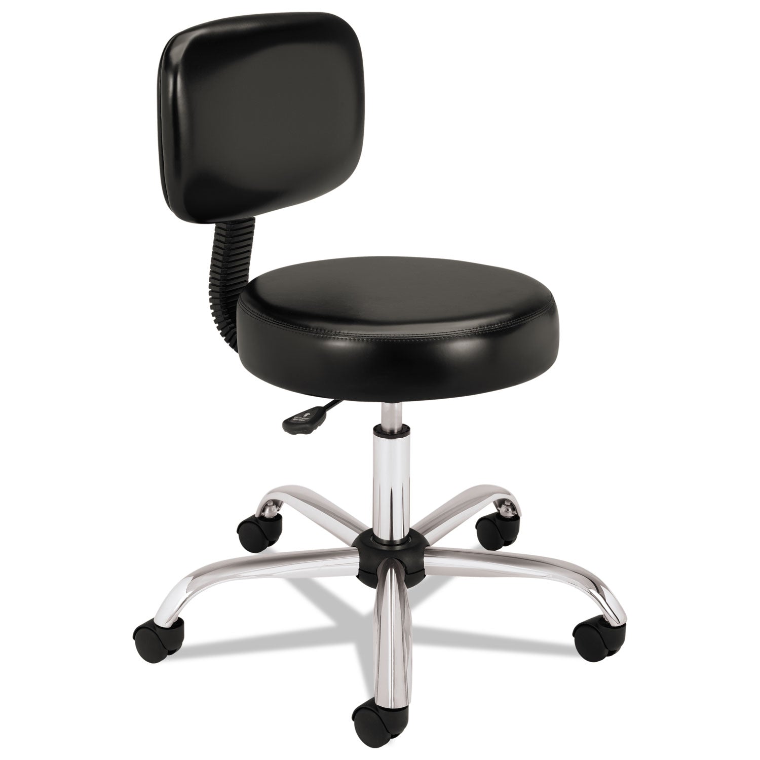 Adjustable Task/Lab Stool, Supports Up to 250 lb, 17.25" to 22" Seat Height, Black Seat/Back, Steel Base -