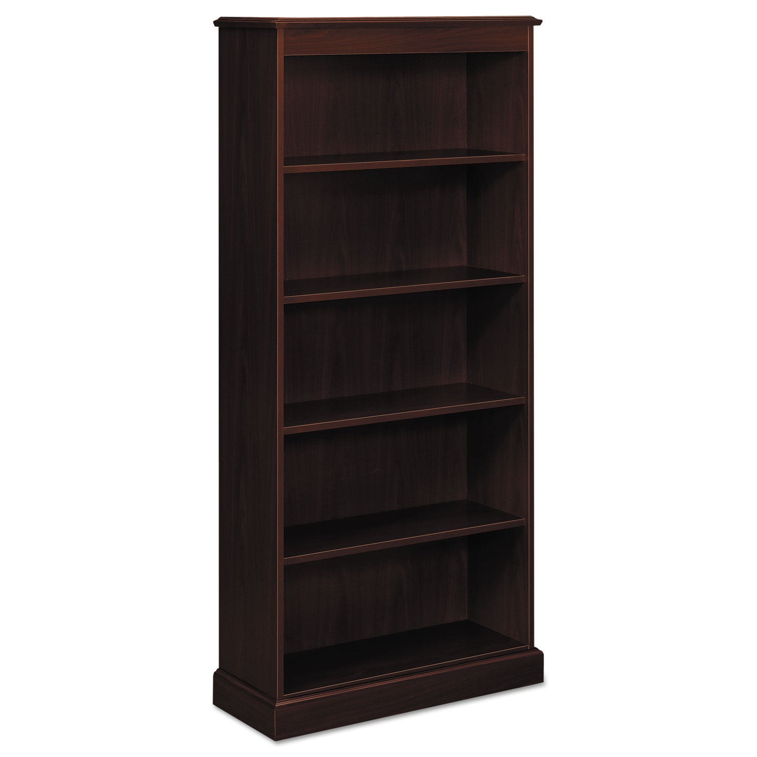 94000 Series Five-Shelf Bookcase, 35.75w x 14.31d x 78.25h, Mahogany -