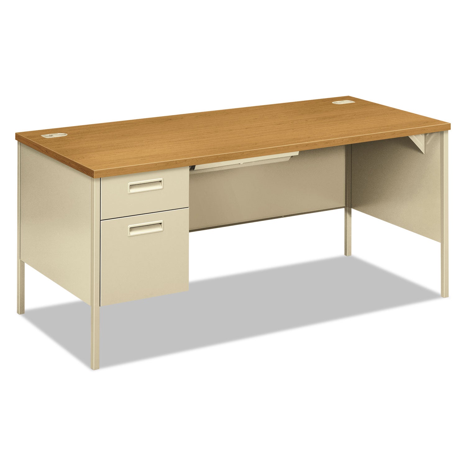 Metro Classic Series Left Pedestal "L" Workstation Desk, 66" x 30" x 29.5", Harvest/Putty -