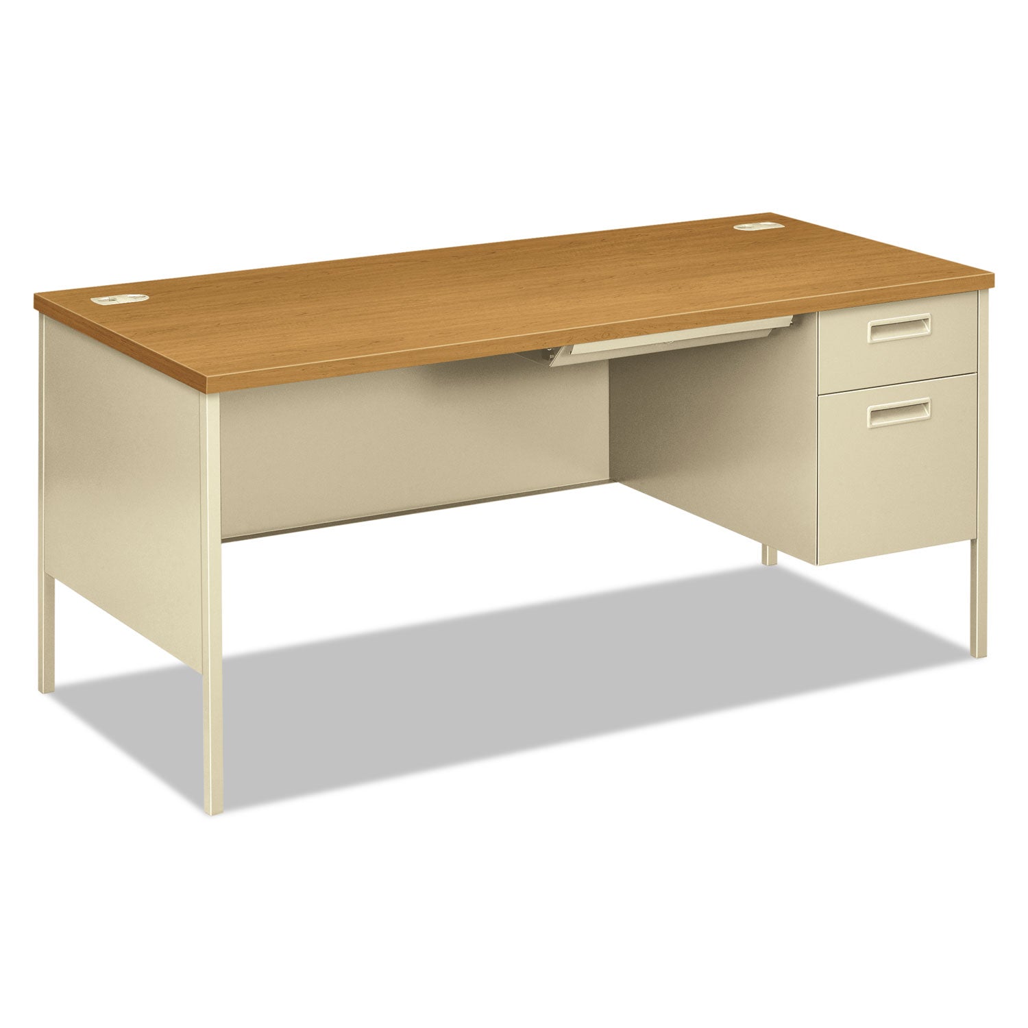 Metro Classic Series Right Pedestal "L" Workstation Desk, 66" x 30" x 29.5", Harvest/Putty -