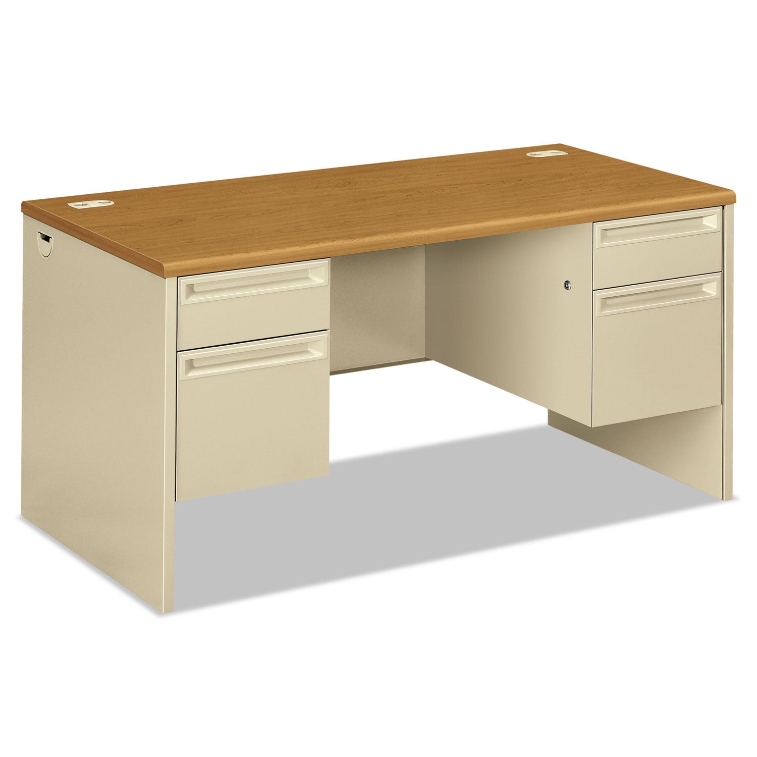 38000 Series Double Pedestal Desk, 60" x 30" x 29.5", Harvest/Putty -