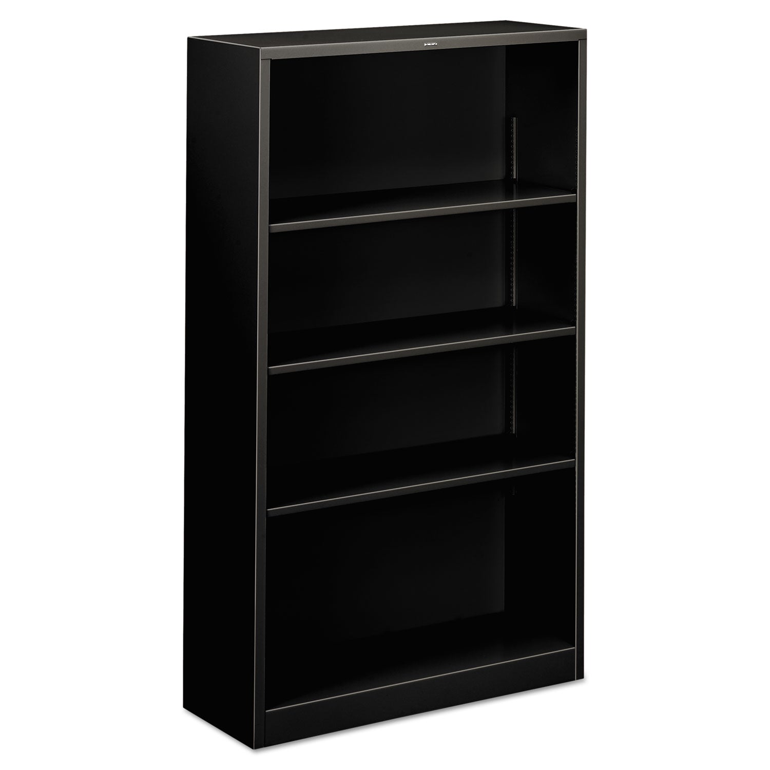 Metal Bookcase, Four-Shelf, 34.5w x 12.63d x 59h, Black -