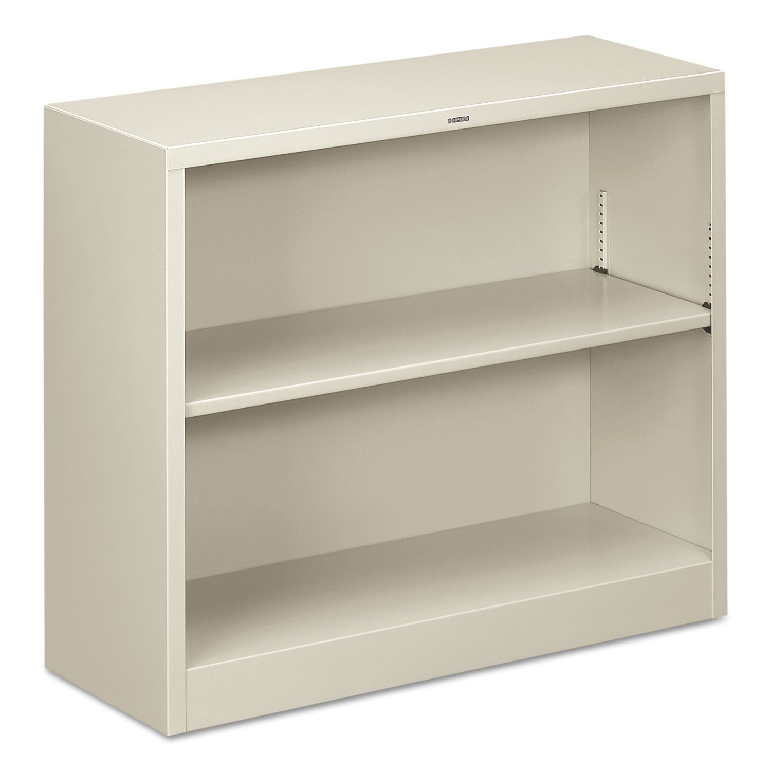 Metal Bookcase, Two-Shelf, 34.5w x 12.63d x 29h, Light Gray -