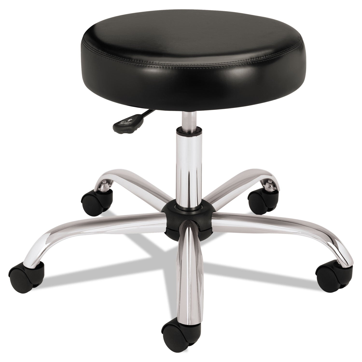 Adjustable Task/Lab Stool, Backless, Supports Up to 250 lb, 17.25" to 22" Seat Height, Black Seat, Steel Base -