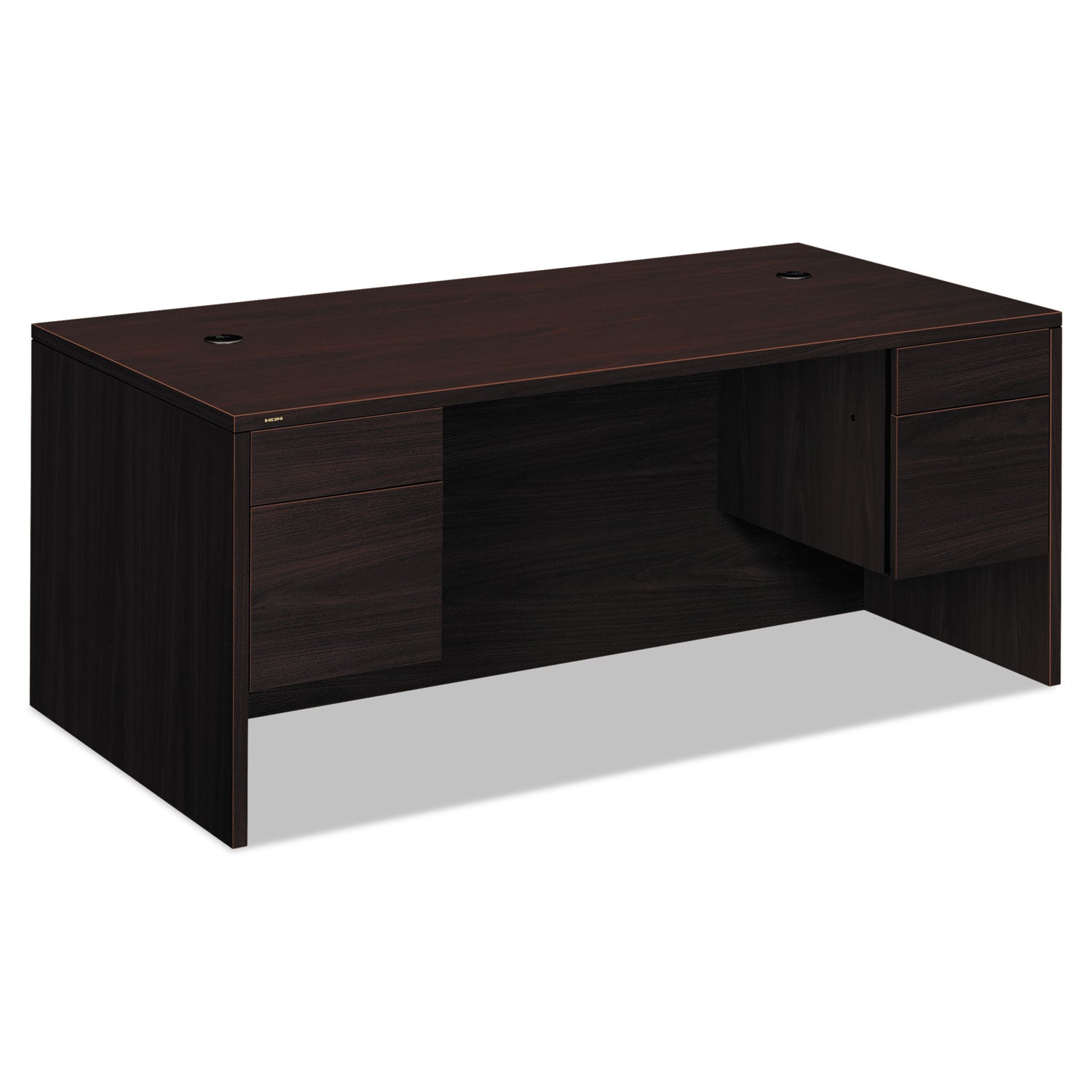 10500 Series Double 3/4-Height Pedestal Desk, Left and Right: Box/File, 72" x 36" x 29.5", Mahogany -