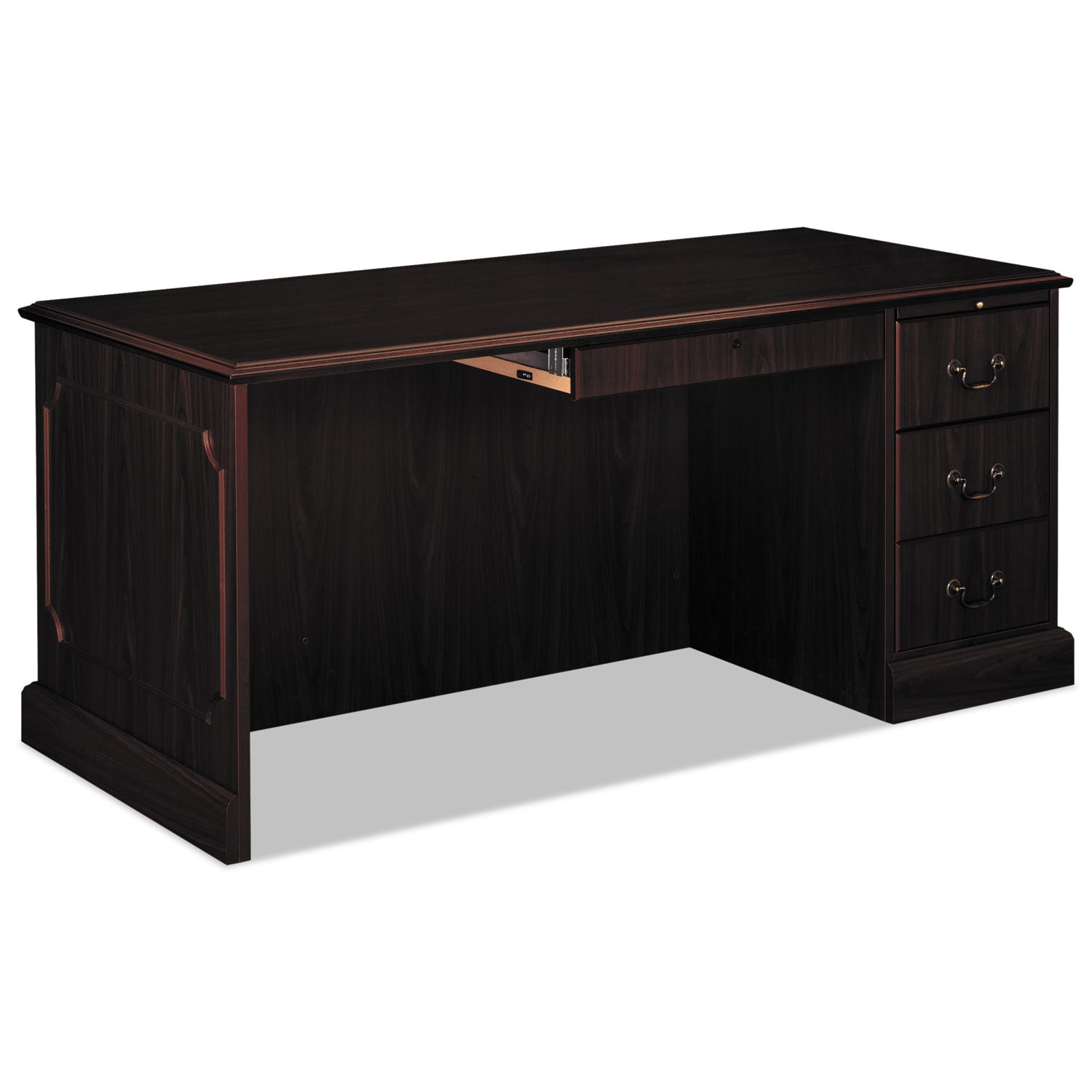 94000 Series "L" Workstation Desk for Return on Left, 66" x 30" x 29.5", Mahogany -