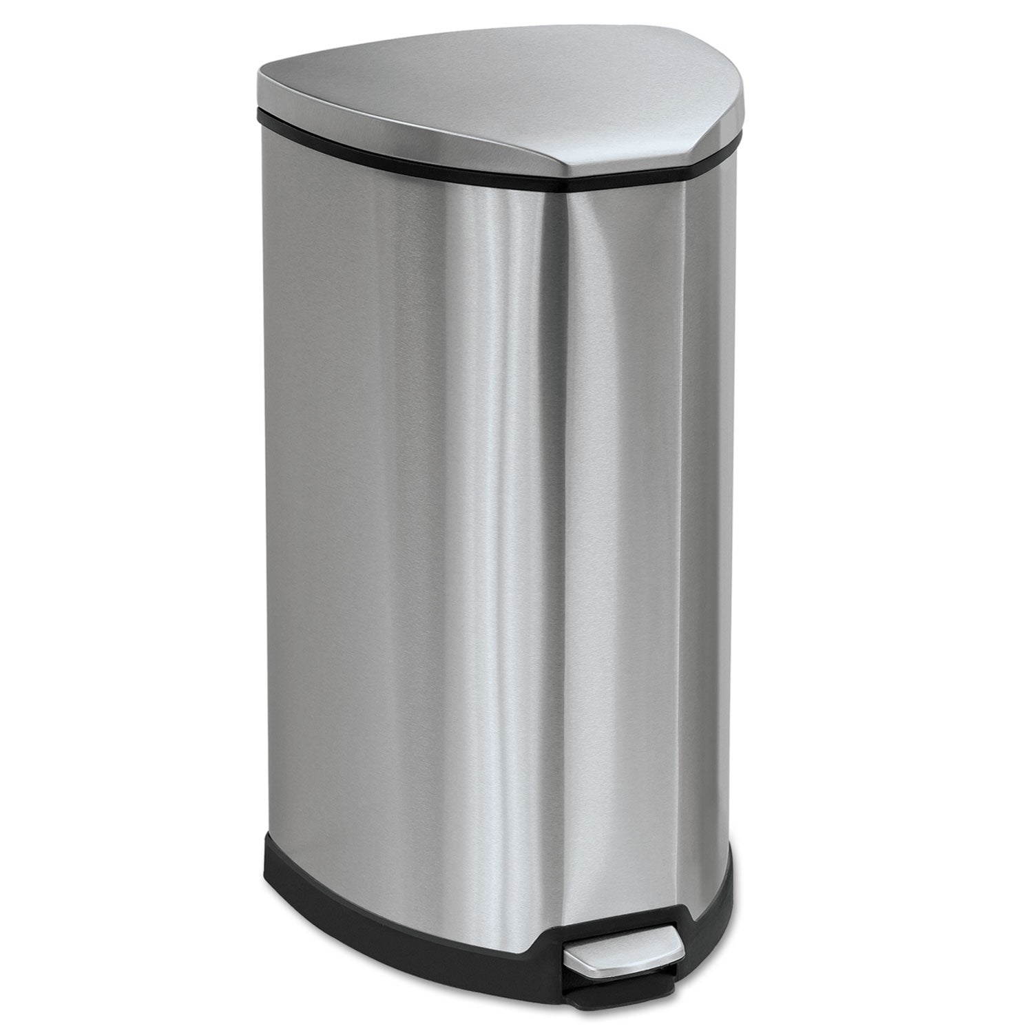 Step-On Receptacle, 10 gal, Stainless Steel, Chrome/Black -