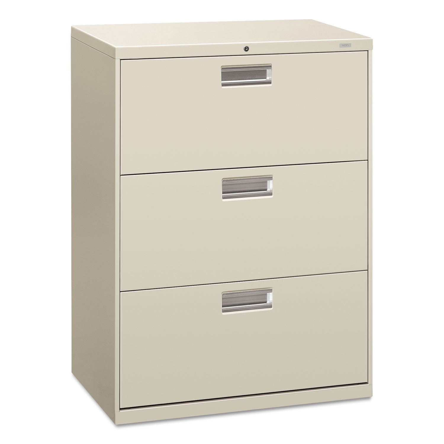 Brigade 600 Series Lateral File, 3 Legal/Letter-Size File Drawers, Light Gray, 30" x 18" x 39.13 -